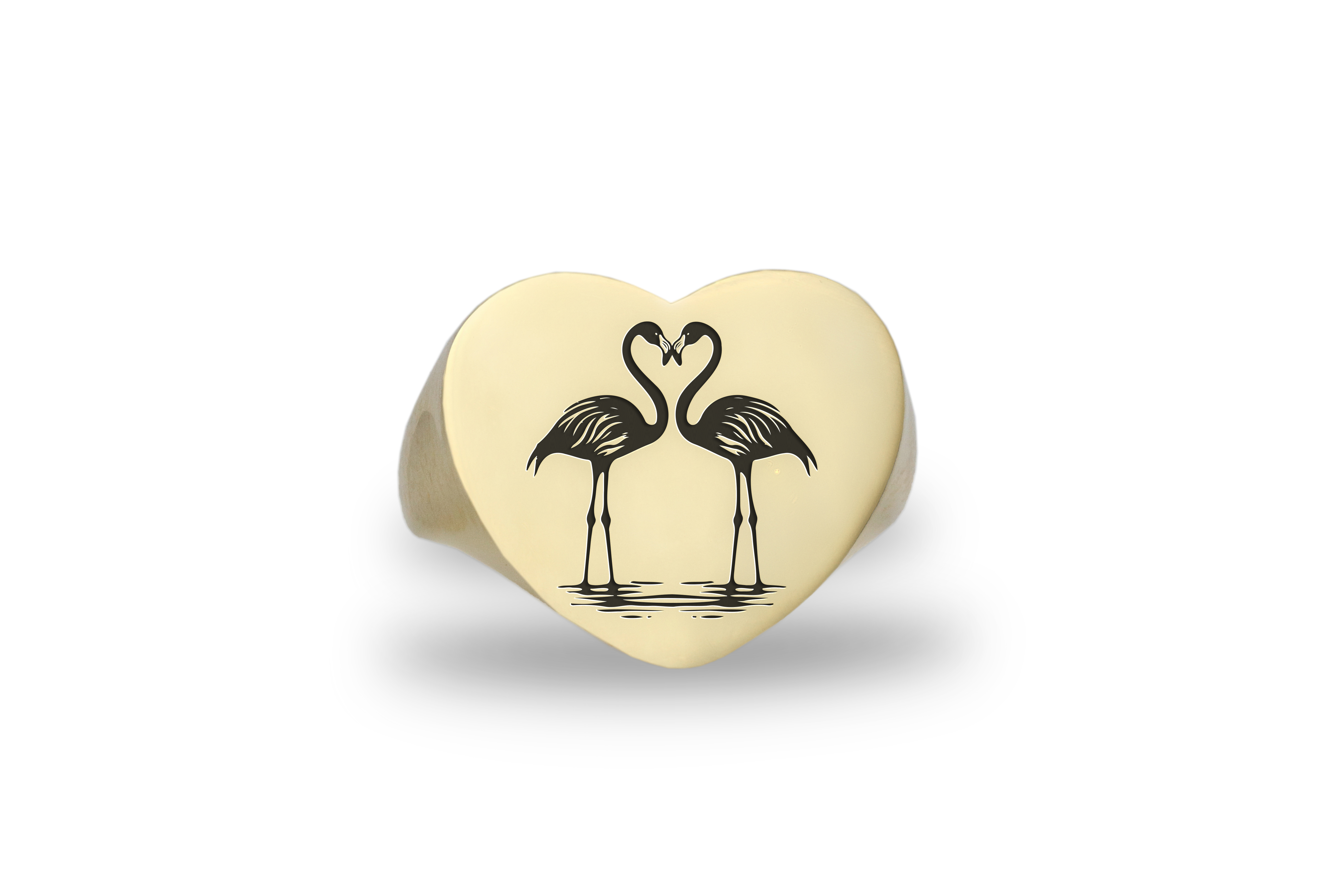 14k Gold Flamingo Signet Ring
