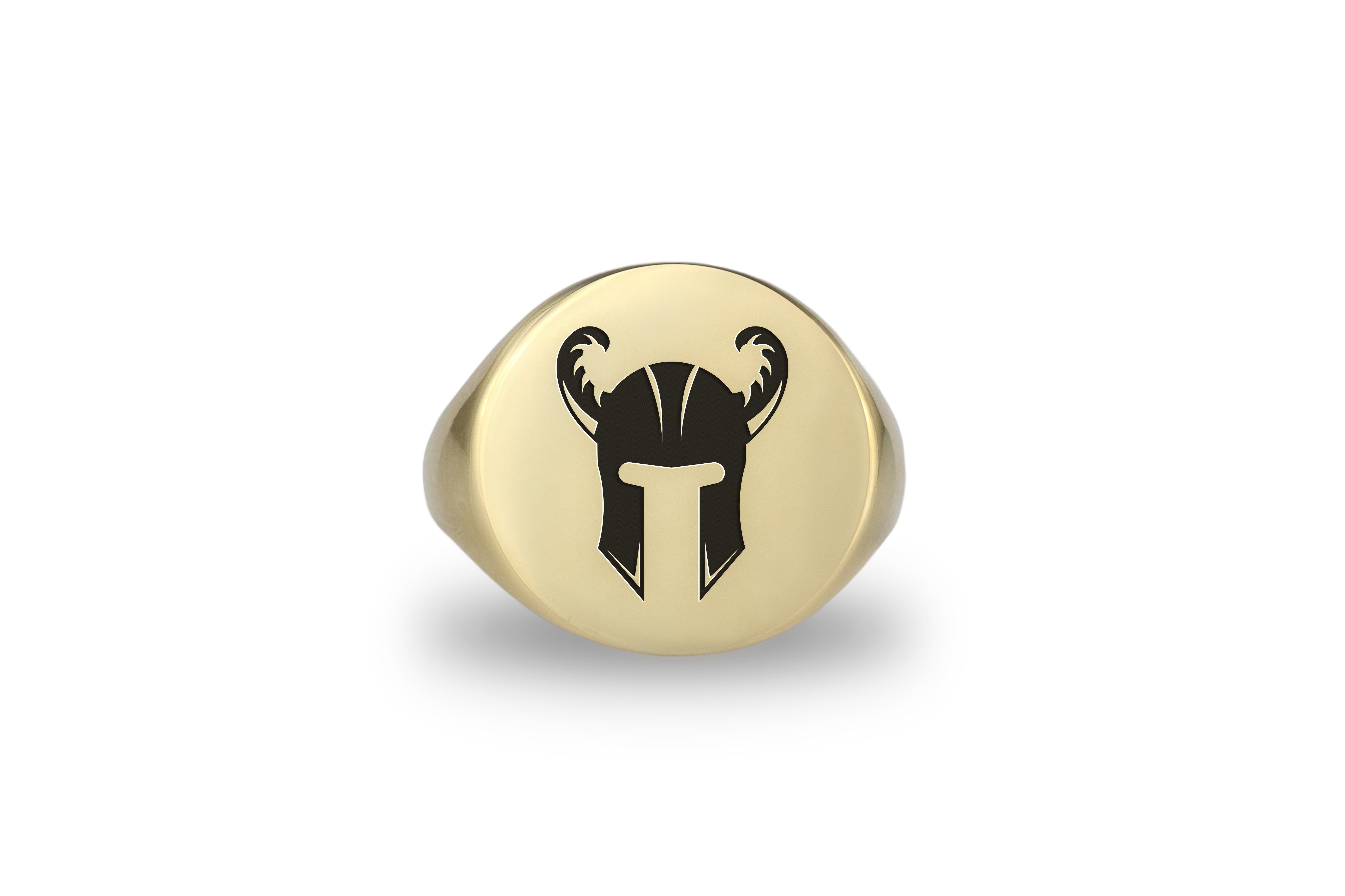 14k Gold Helmet Signet Ring