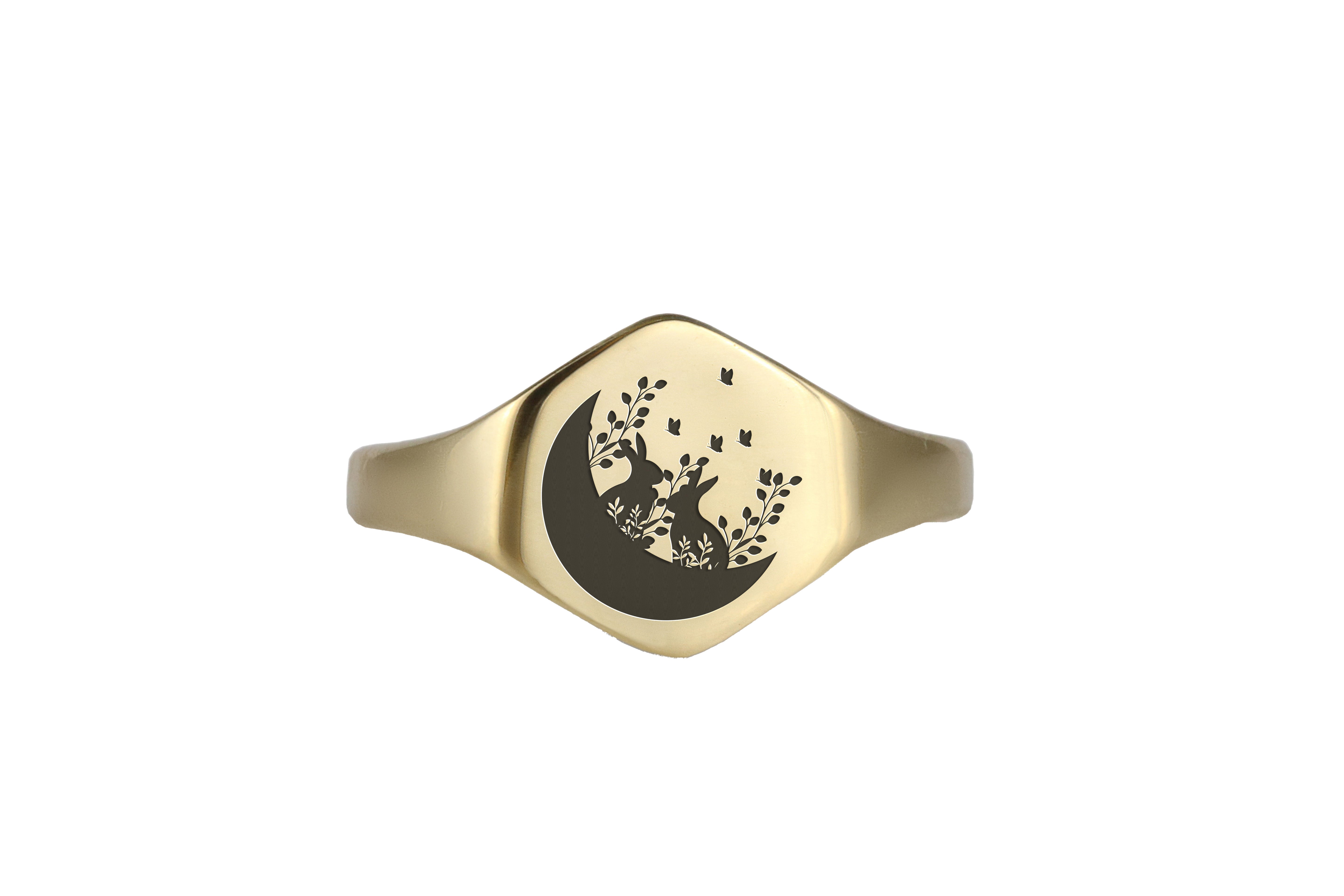 Cute Rabbit Engraving Ring