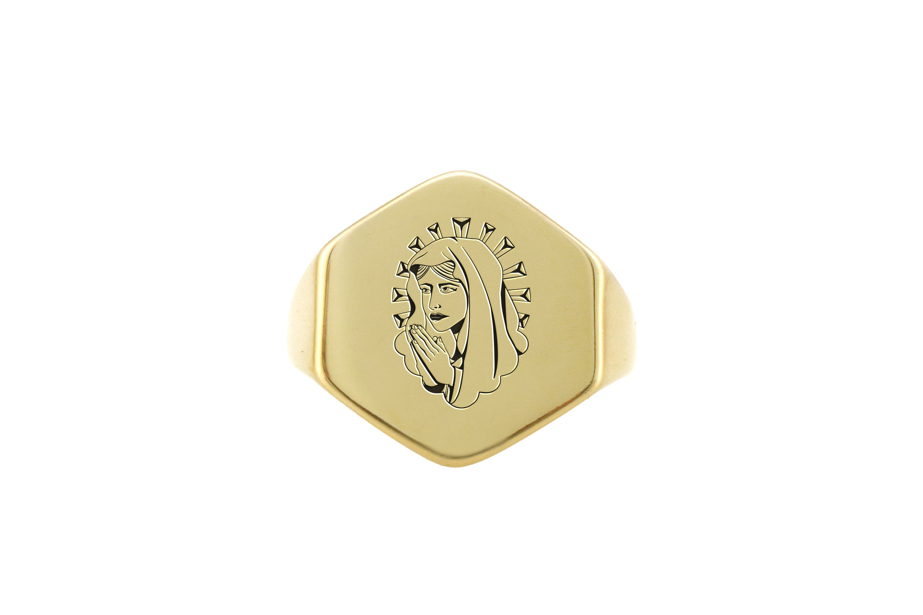 14k Gold Chicano Signet Ring