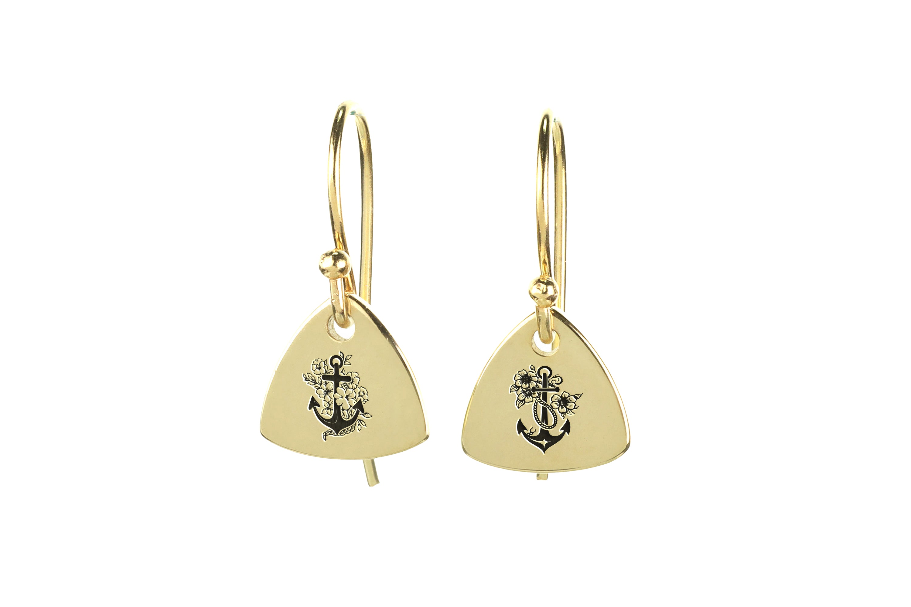 14k Gold Anchor Earrings