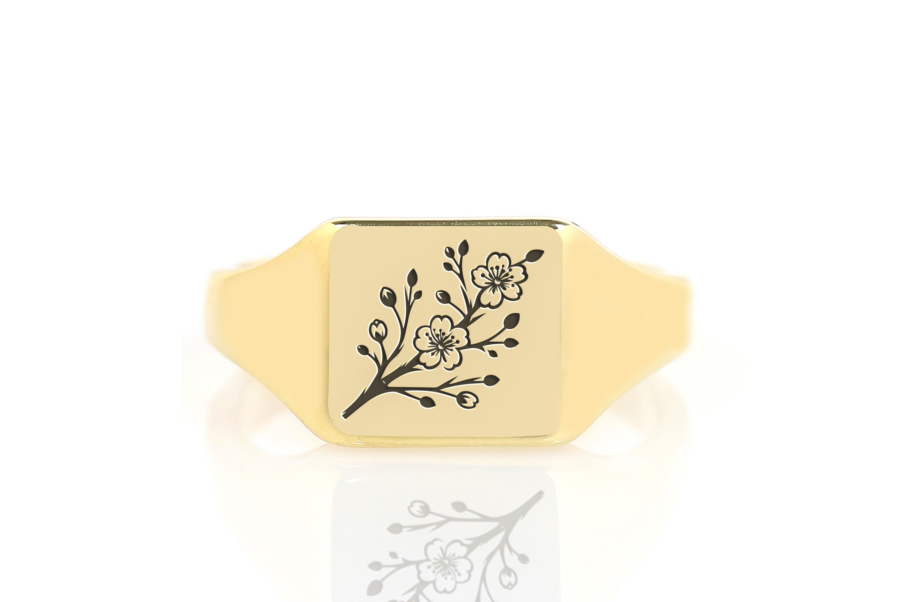 14k Gold Rose Signet Ring