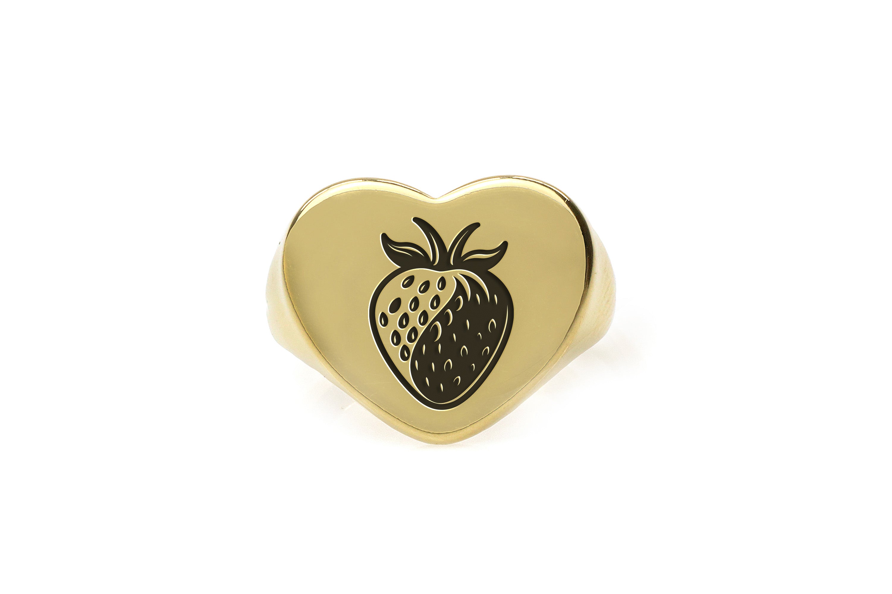 14k Gold Strawberry Signet Ring