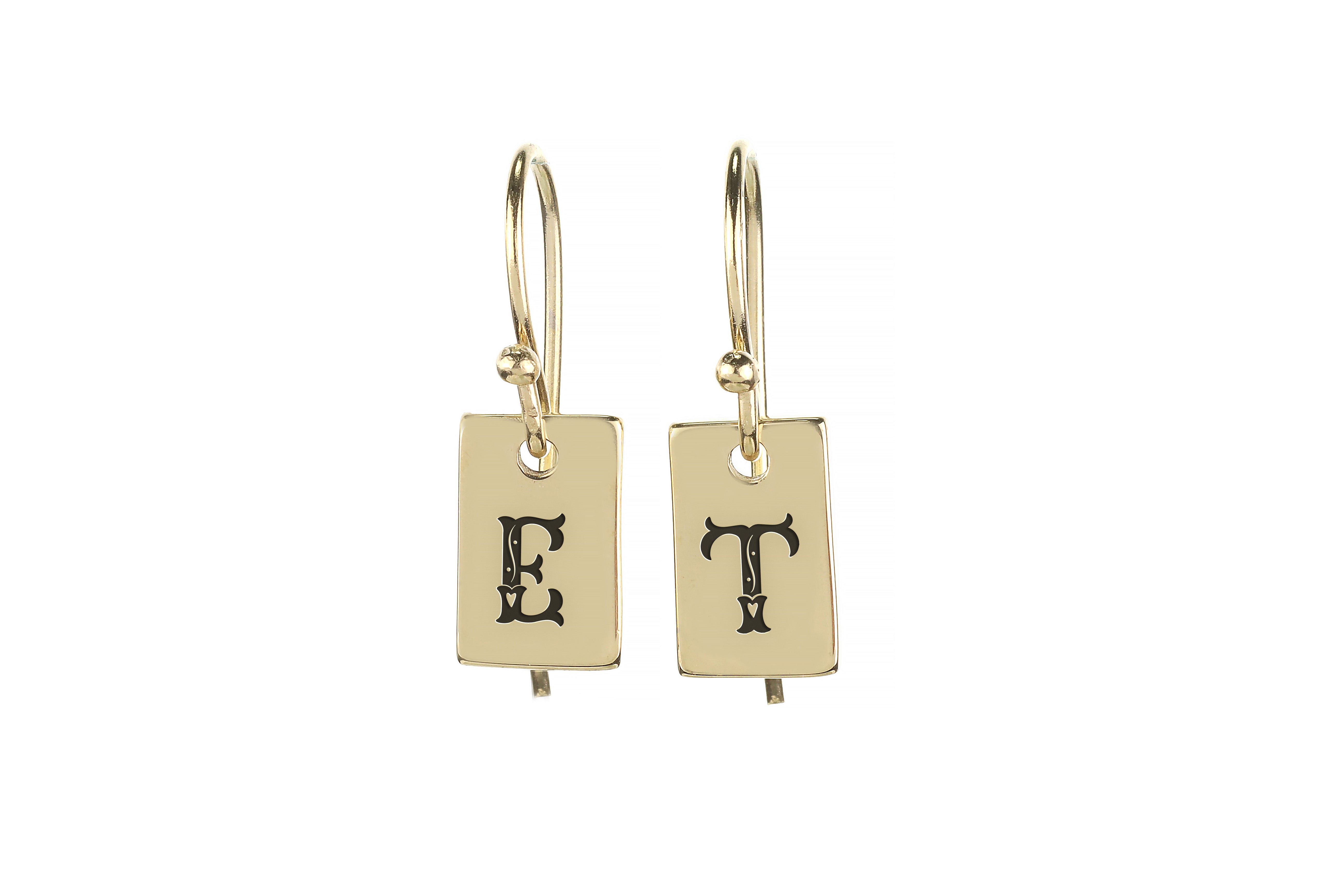 Engraved Poker Letter Earrings