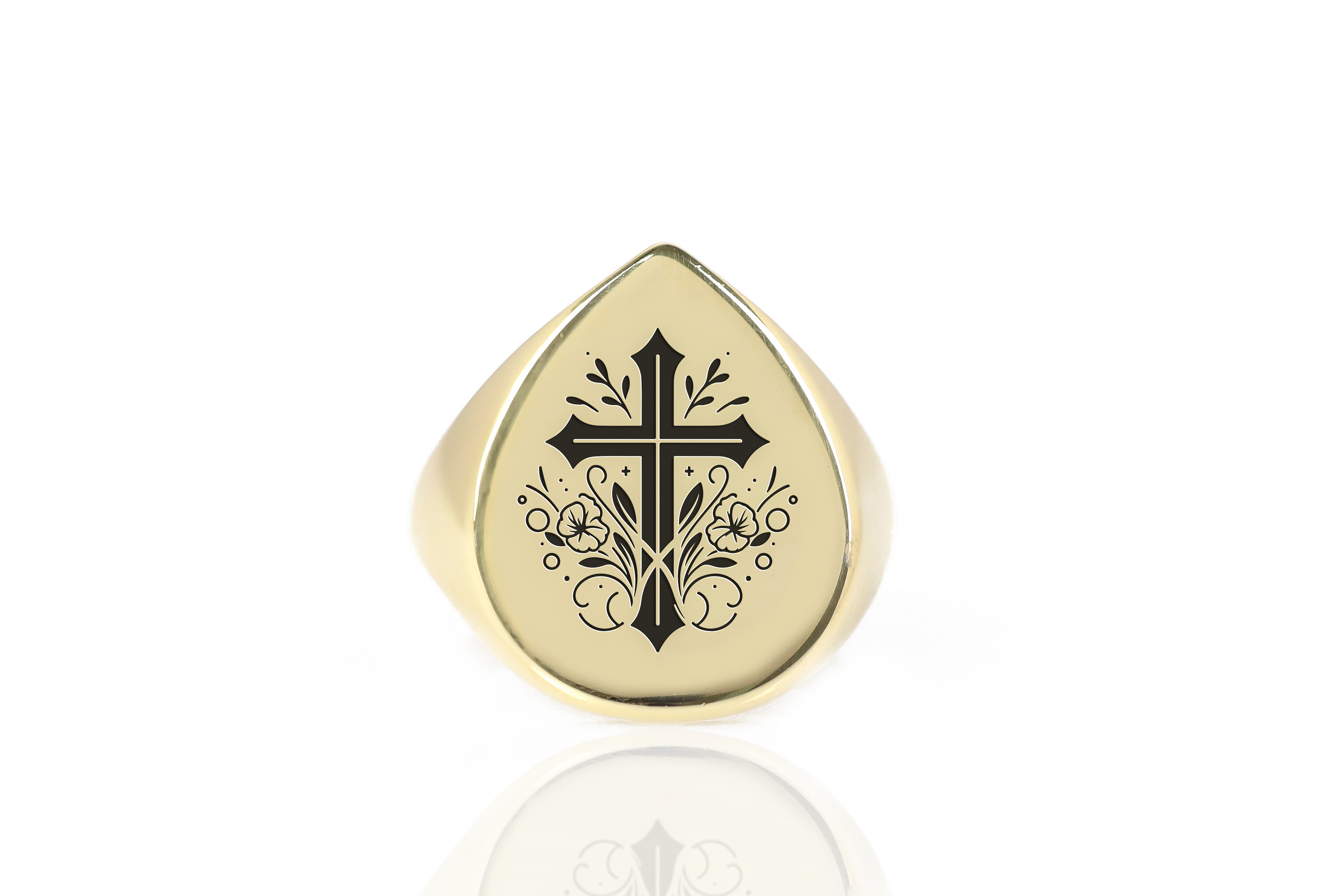 24k Gold Cross Signet Ring