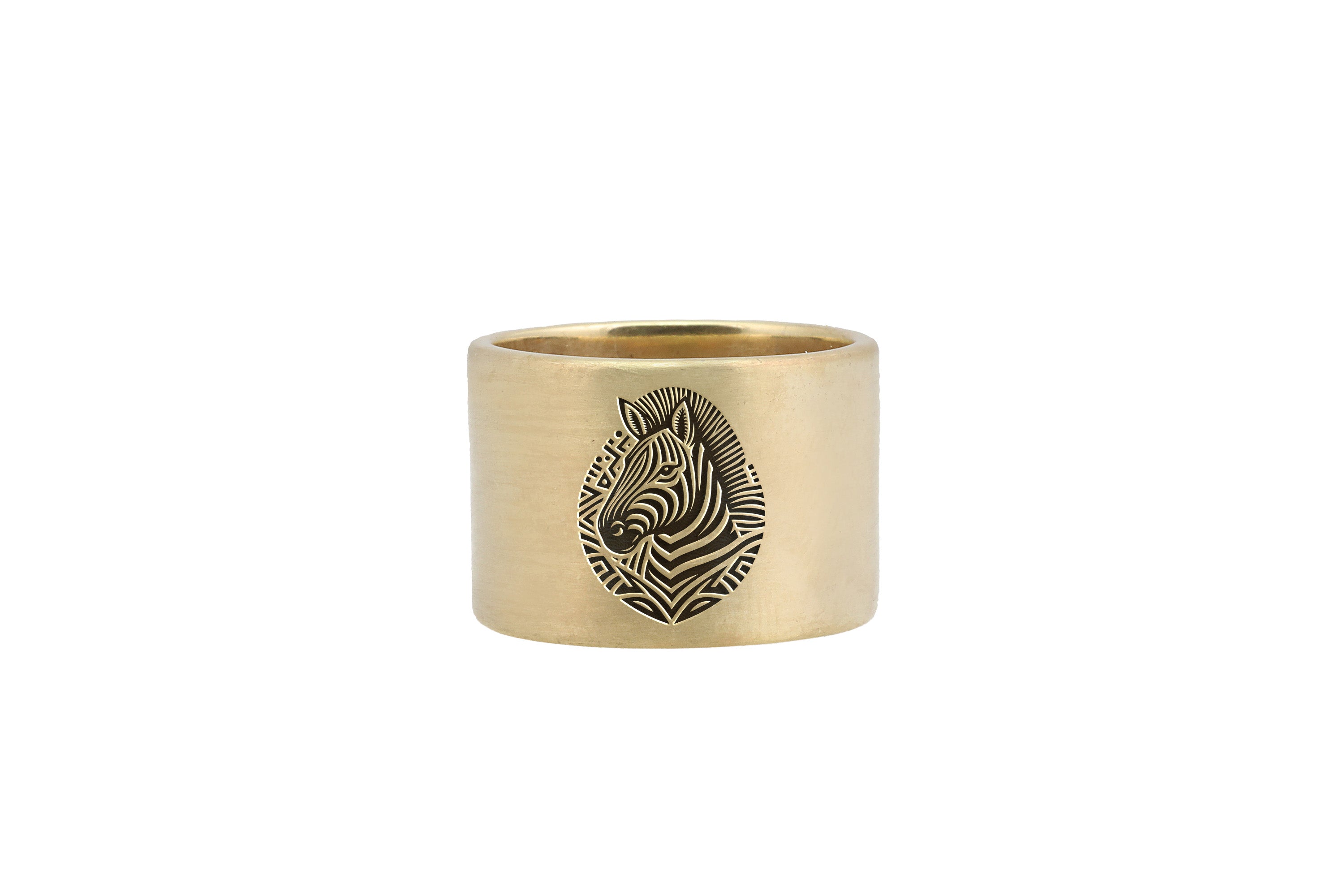 Wide Brushed Zebra Ring