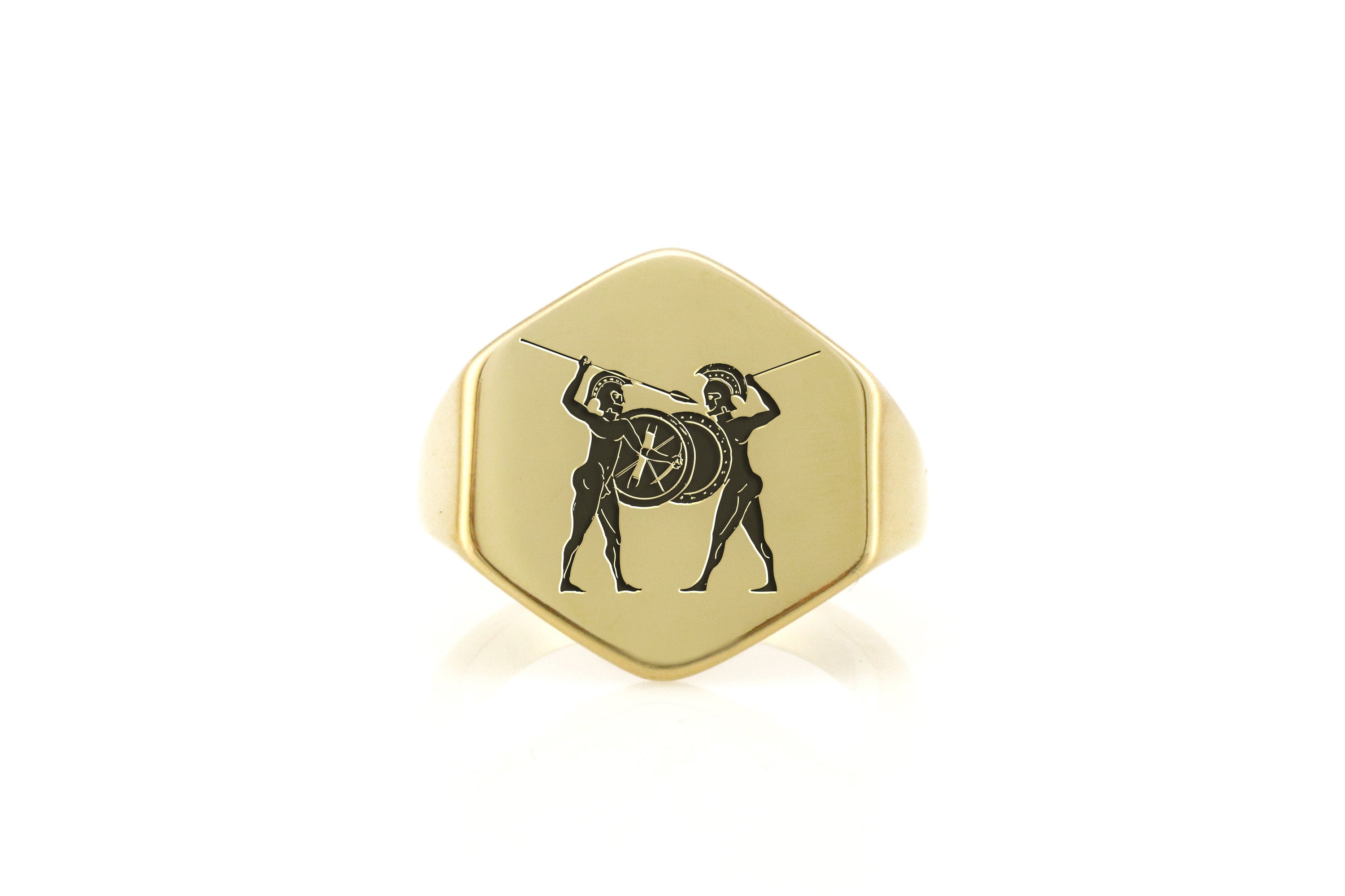 Engraved Greek Warrior Signet Ring