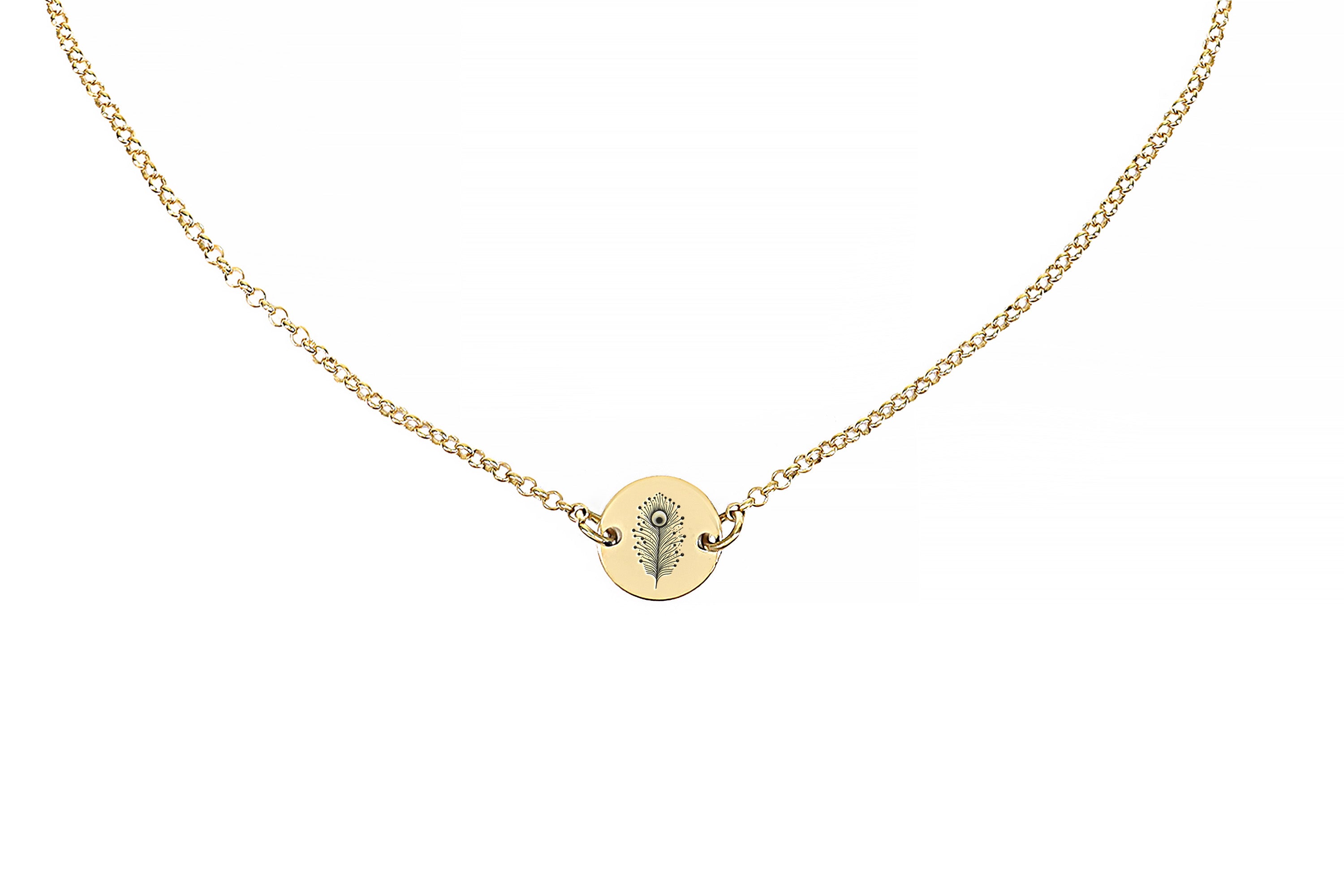 Peacock Feather Engraved Necklace
