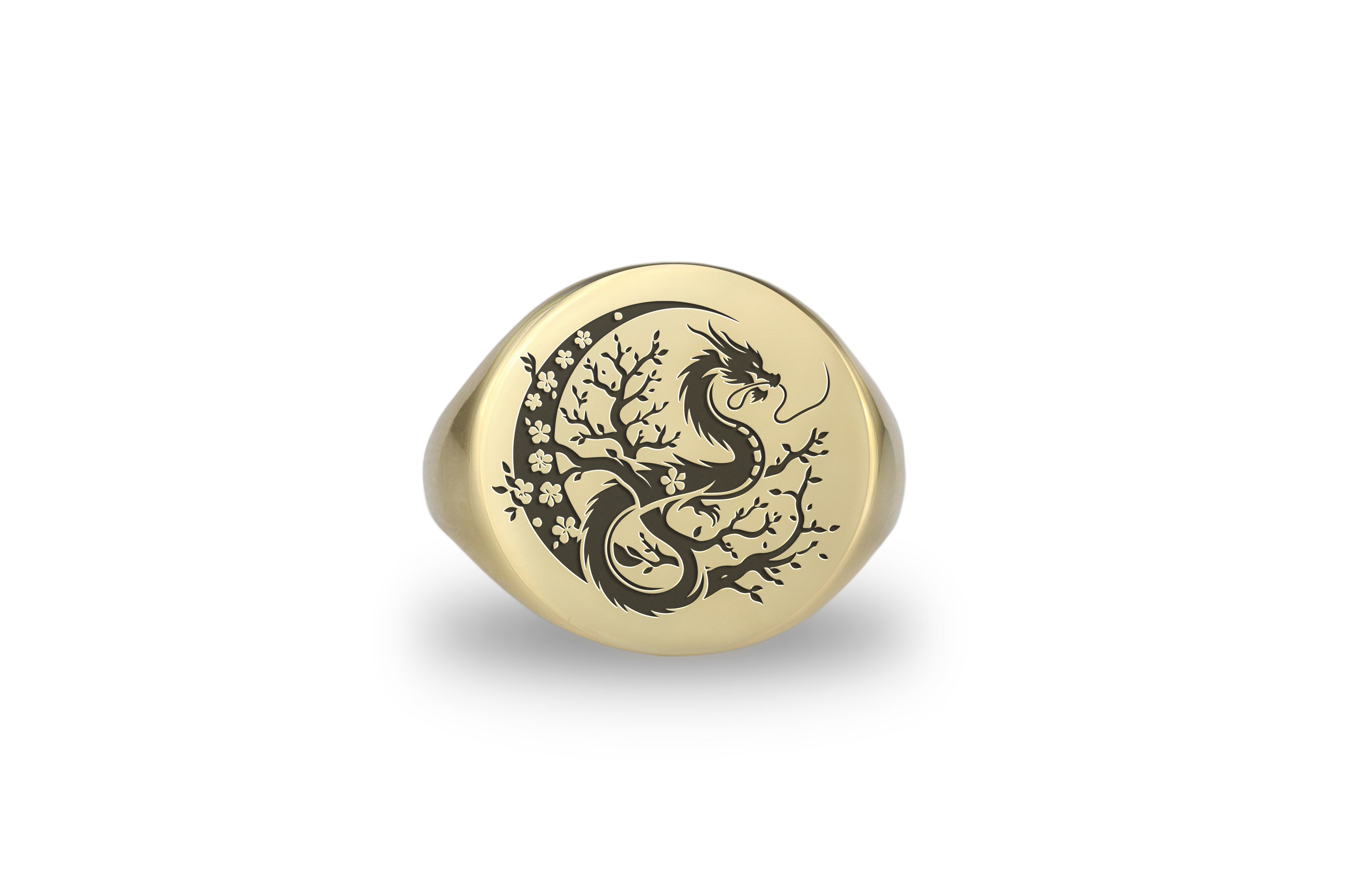 14k Gold Dragon Signet Ring
