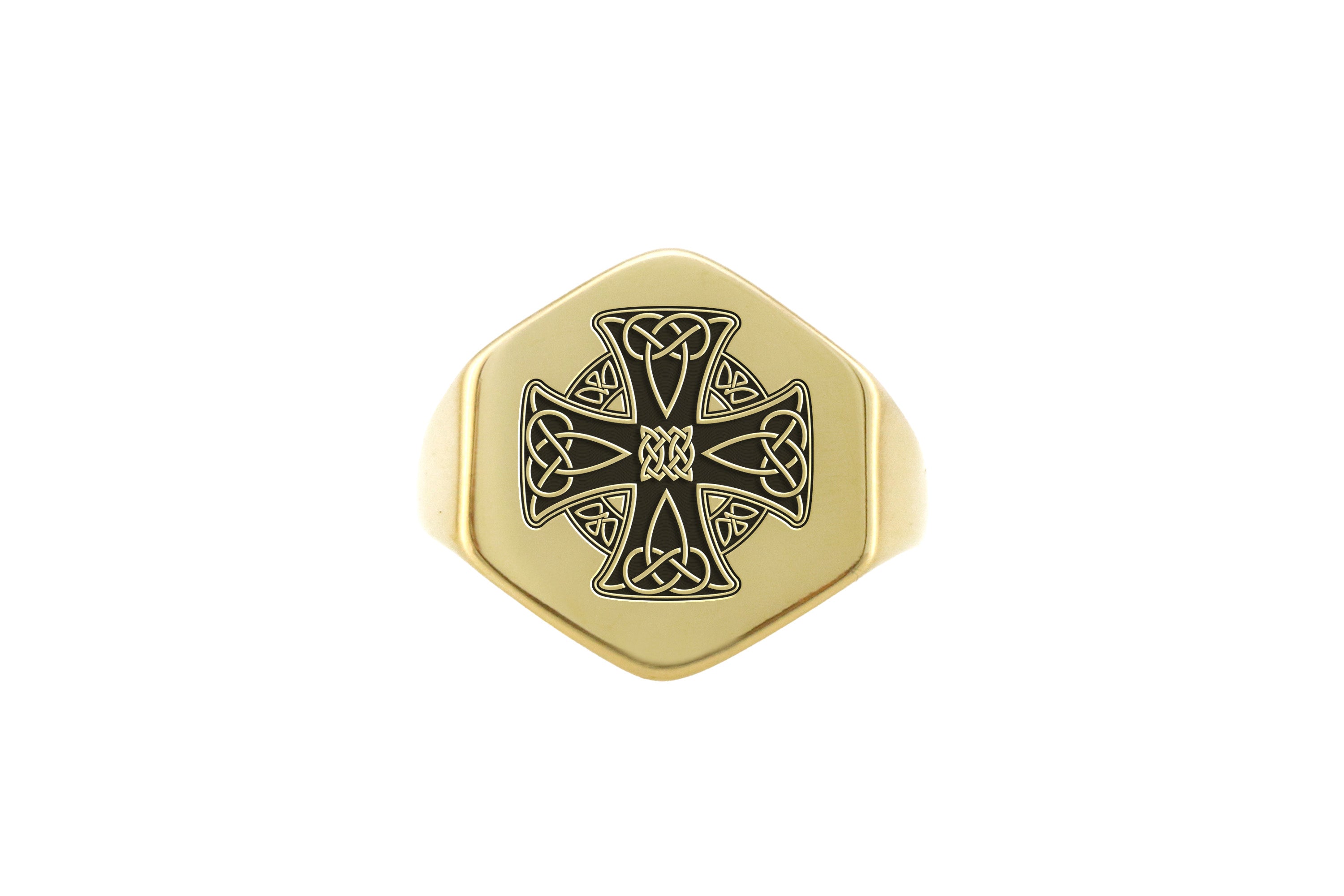 14k Gold Celtic Cross Signet Ring