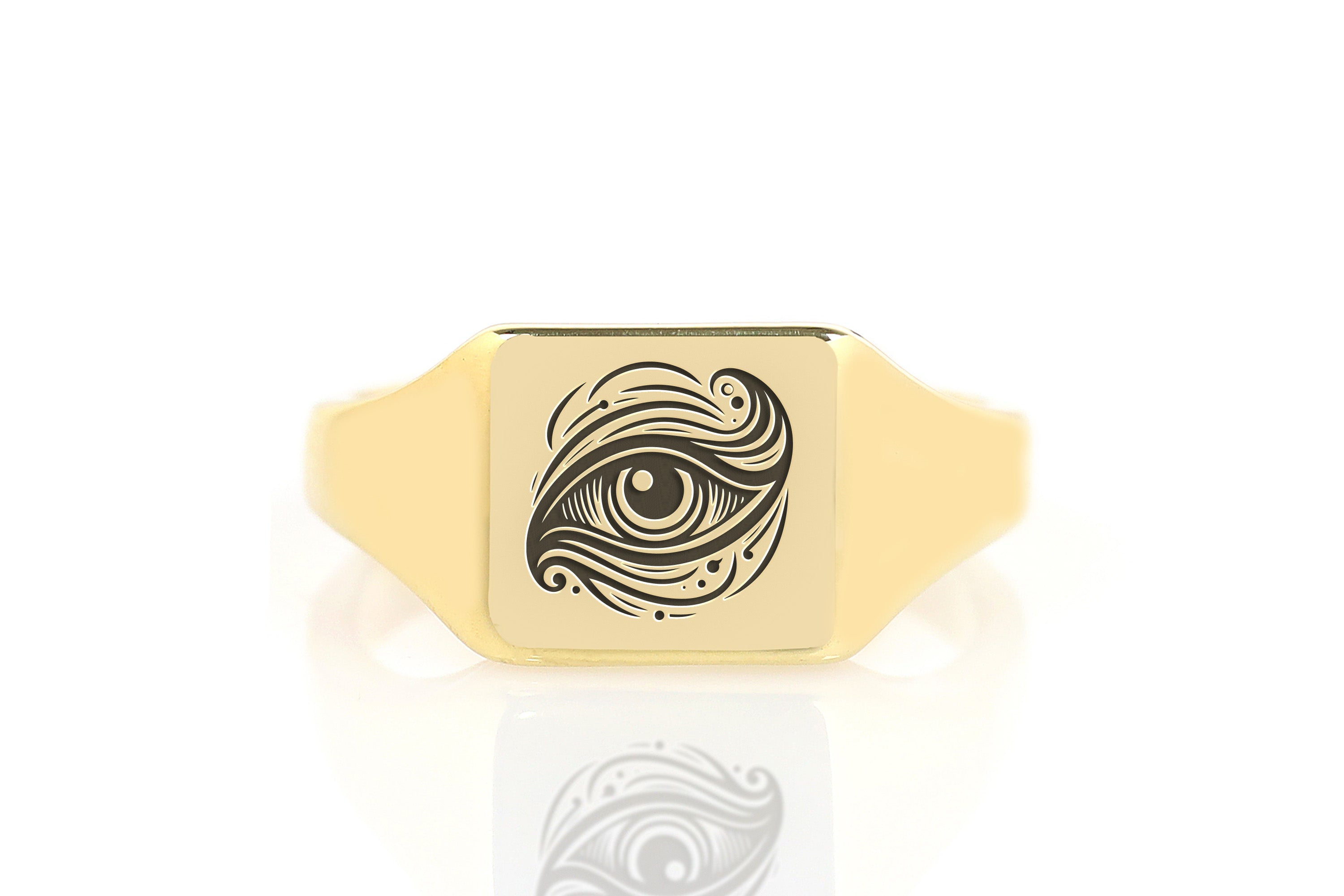Engraved Evil Eye Signet Ring