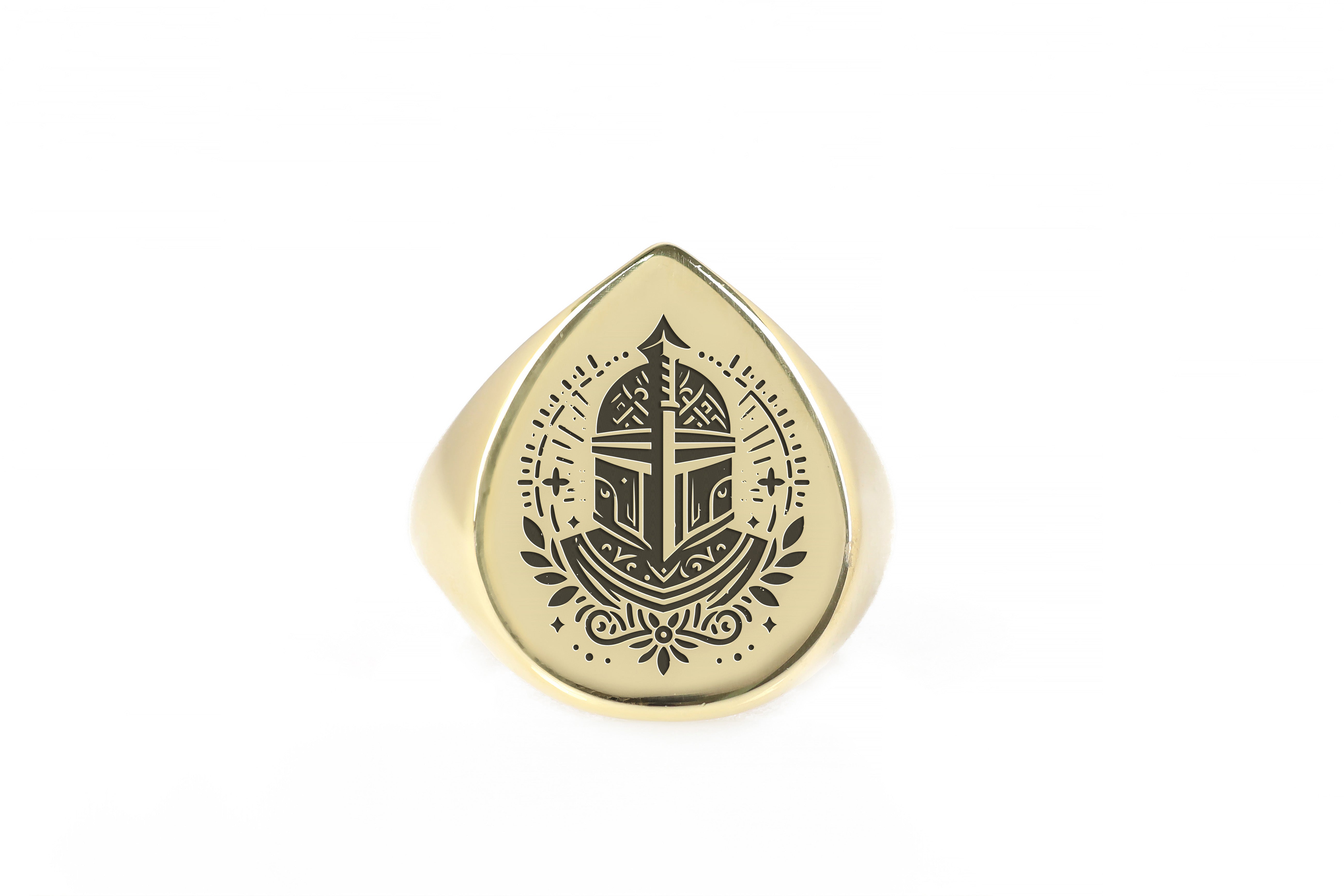 14k Gold Knight Signet Ring
