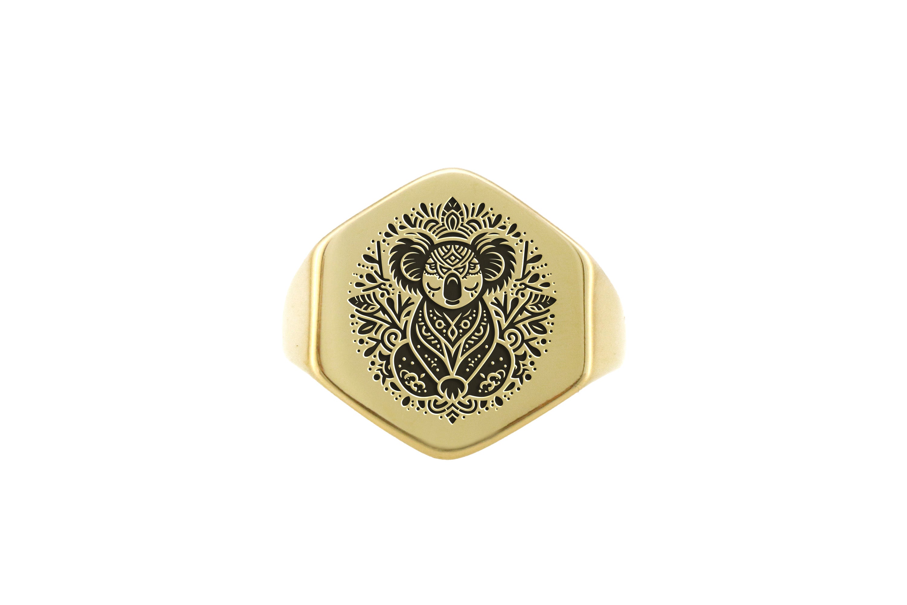 14k Gold Koala Signet Ring
