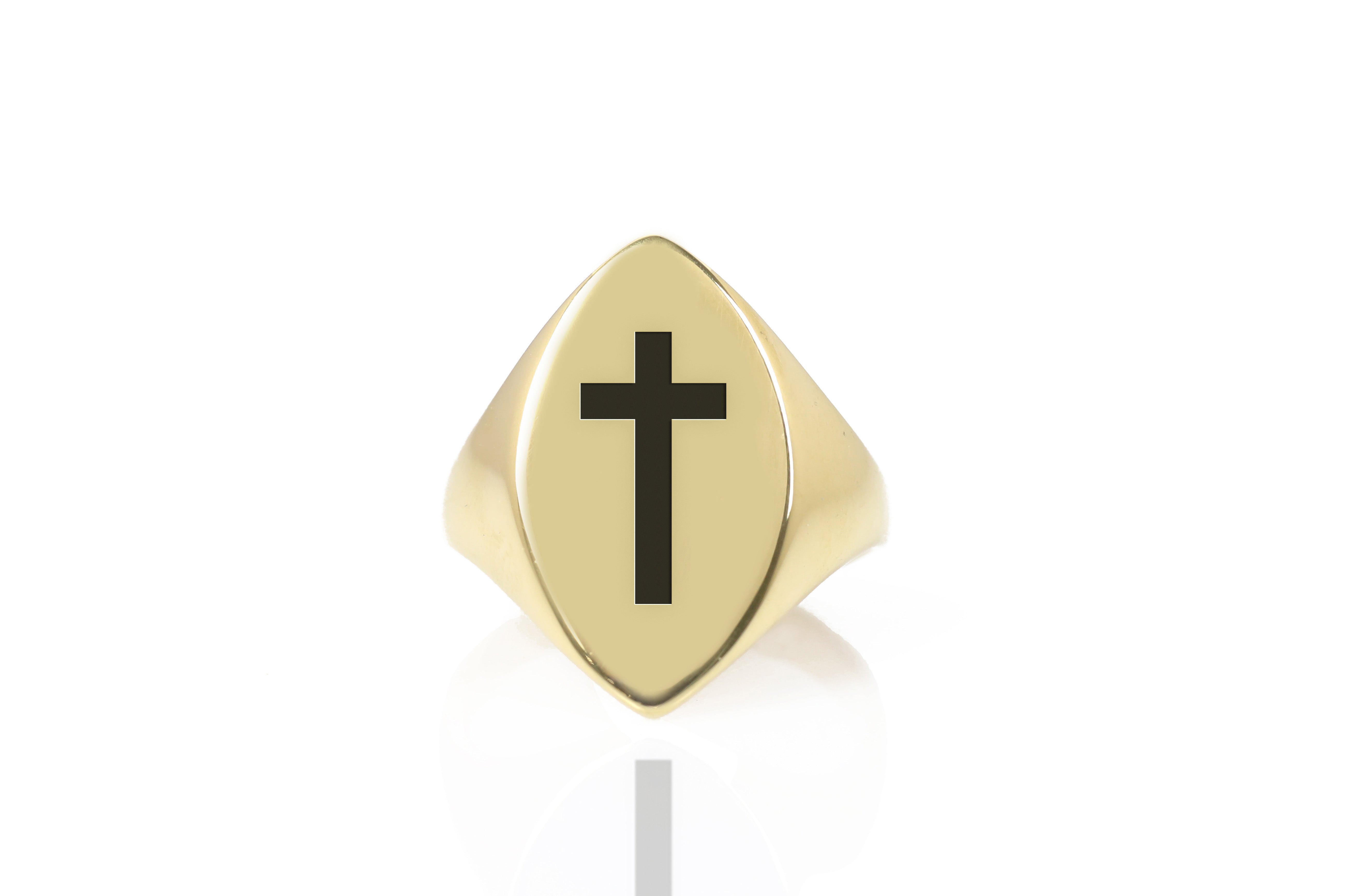 14k Gold Cross Signet Ring
