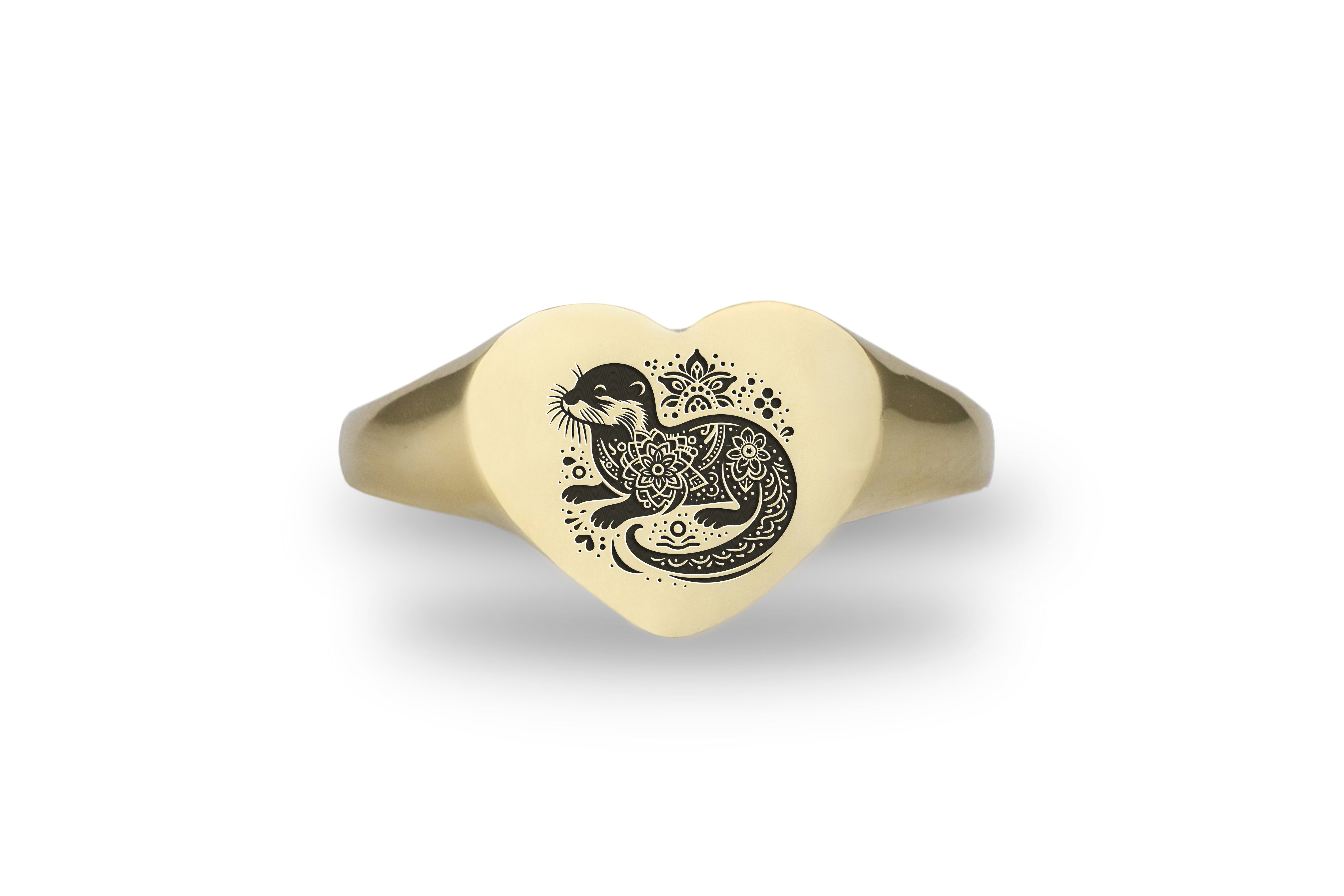 14k Gold Otter Signet Ring