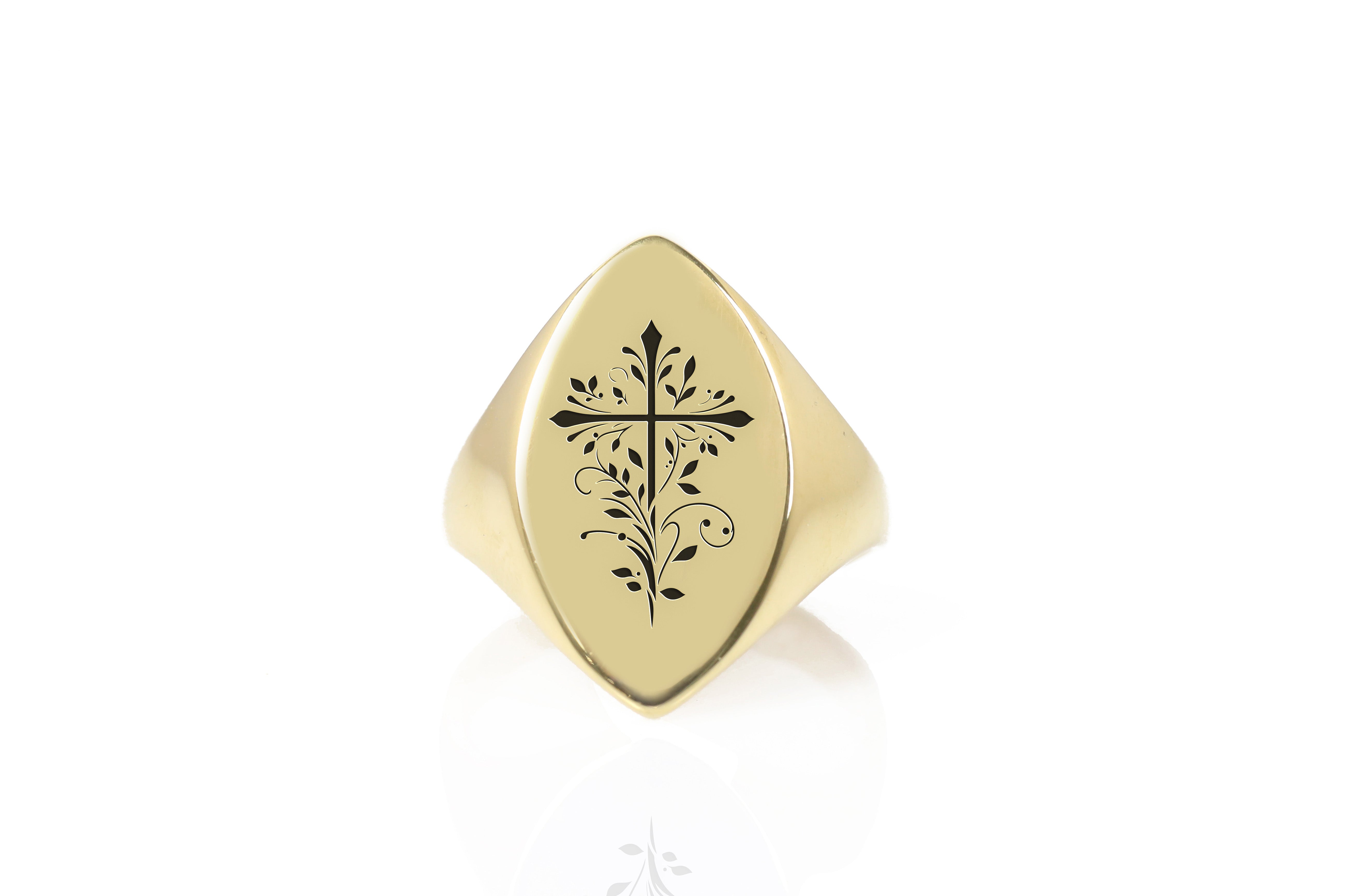 Engraved Christianity Signet Ring
