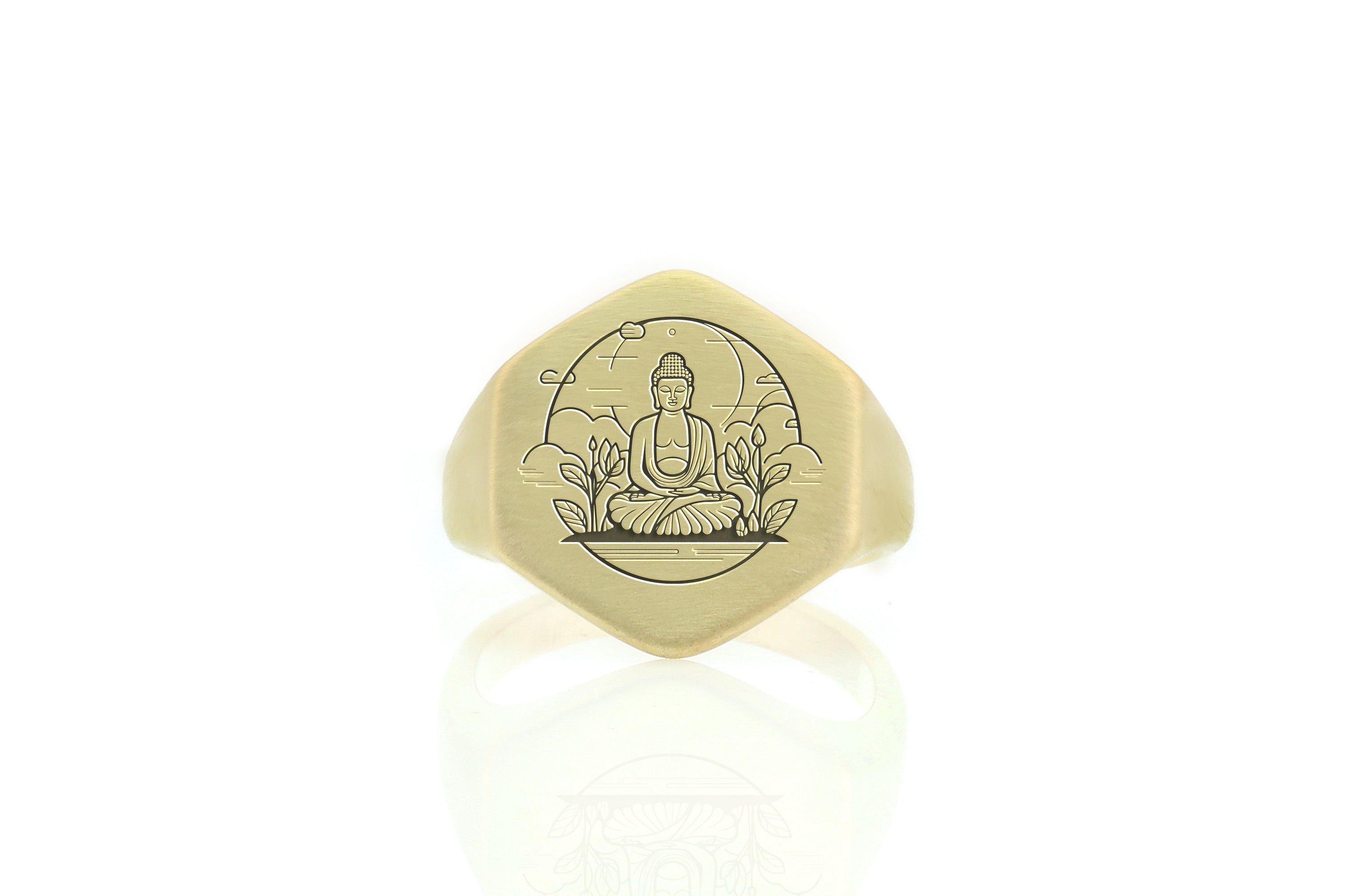 14k Gold Buddha Signet Ring