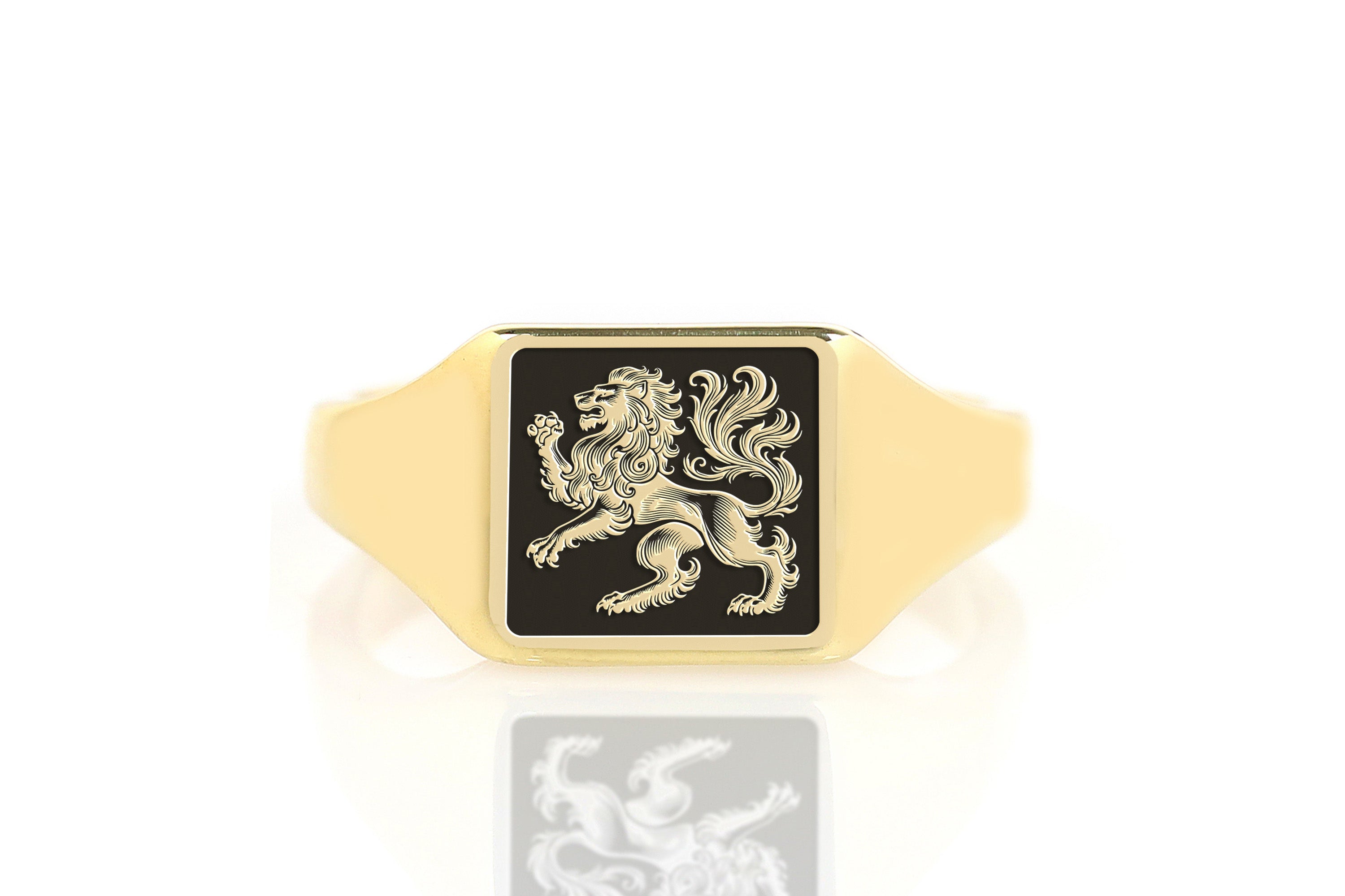 Golden Lion Embossed Ring