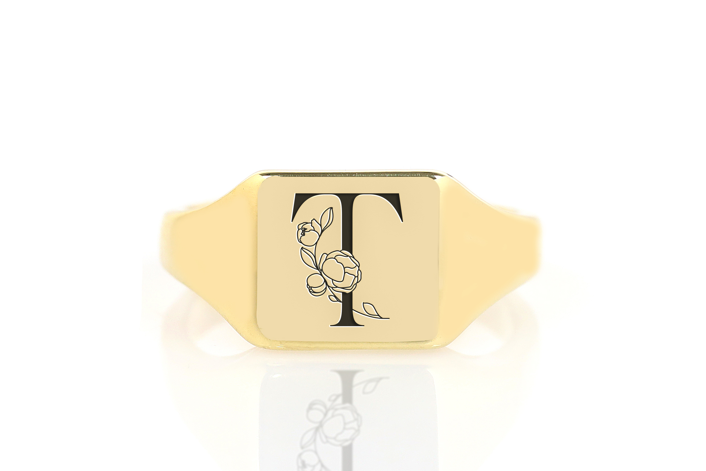 24k Gold Name Initial Ring