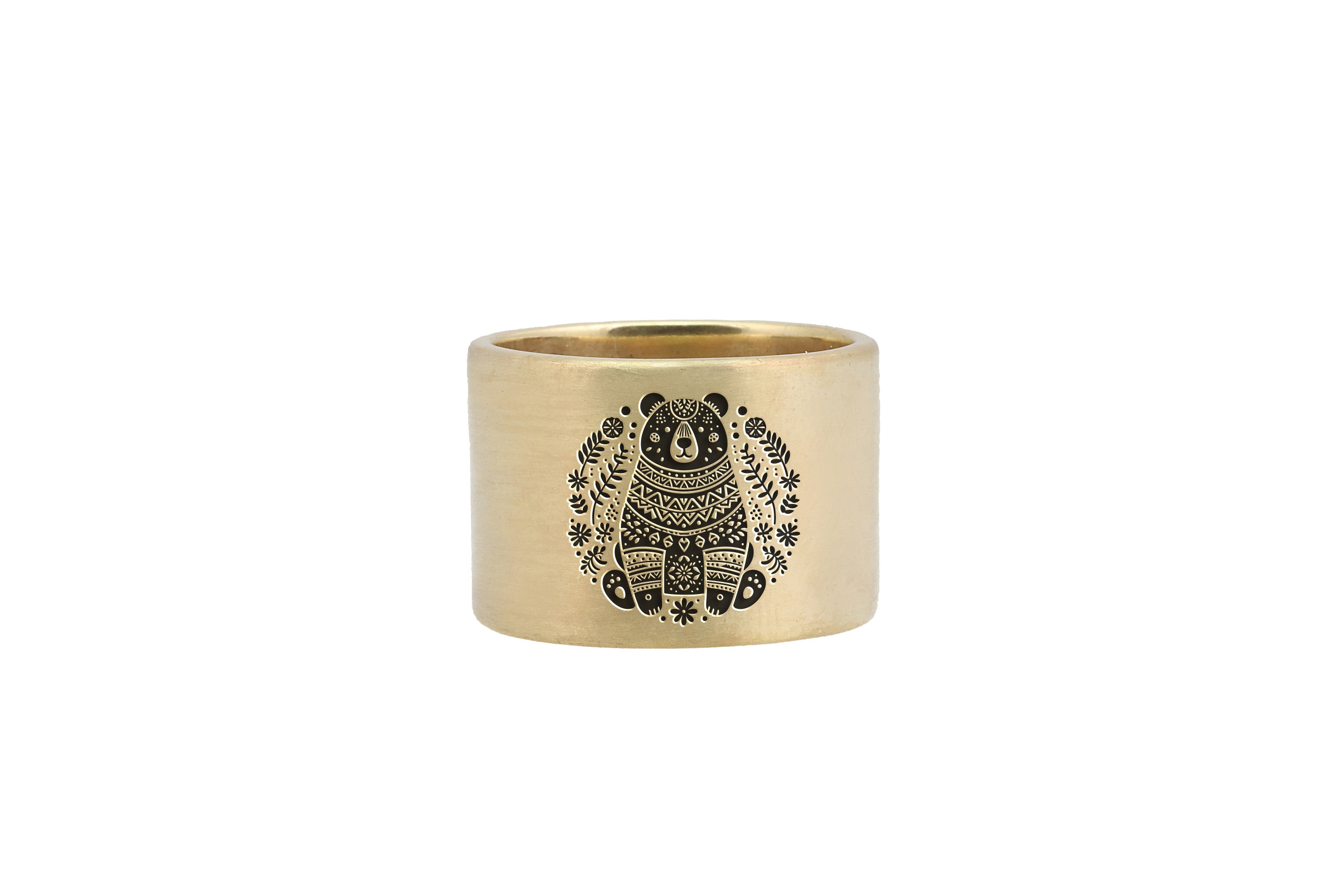 Wide Brushed Bear Ring