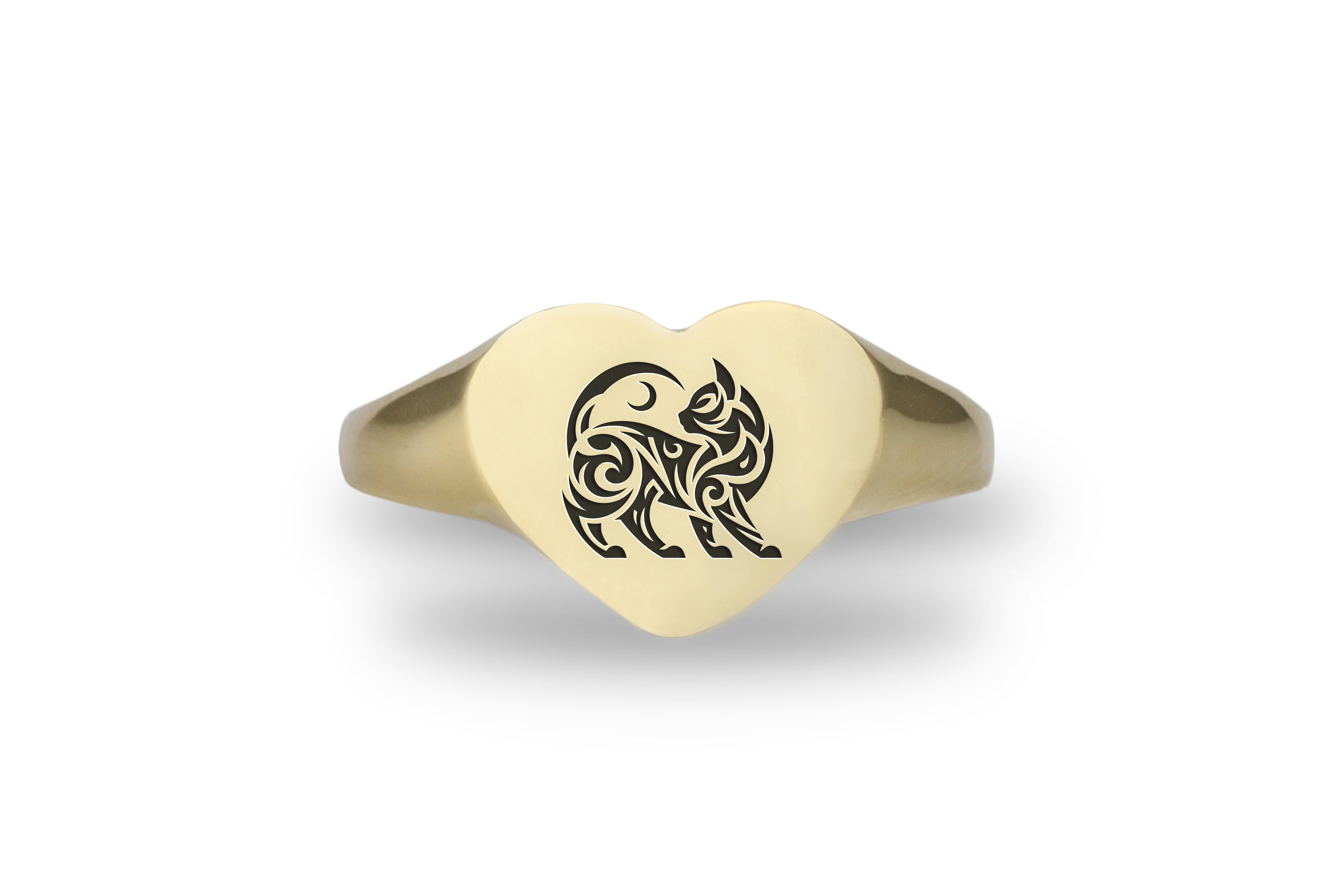 Tribal Cat Engraving Ring