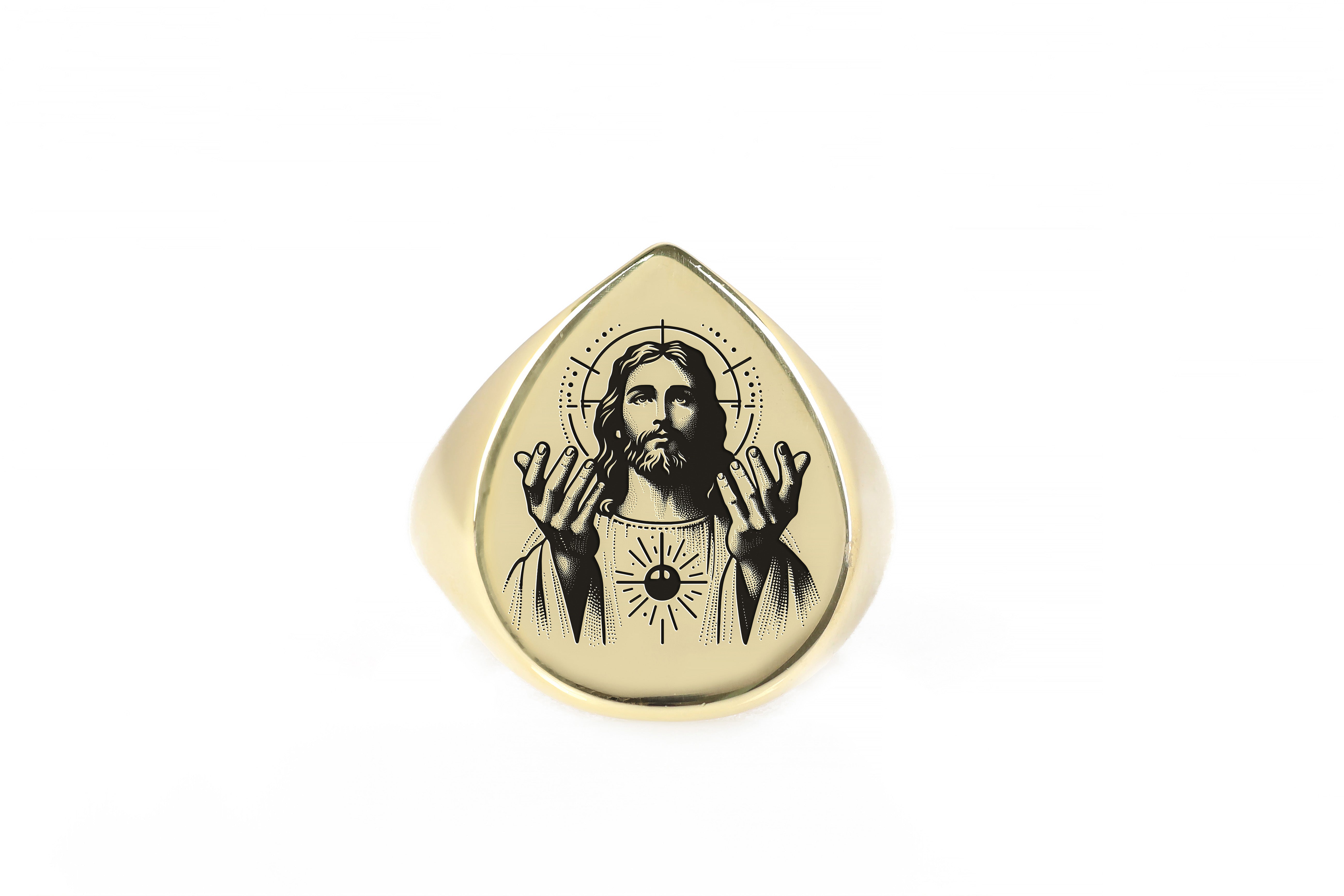 Lord Jesus Gold Signet Ring