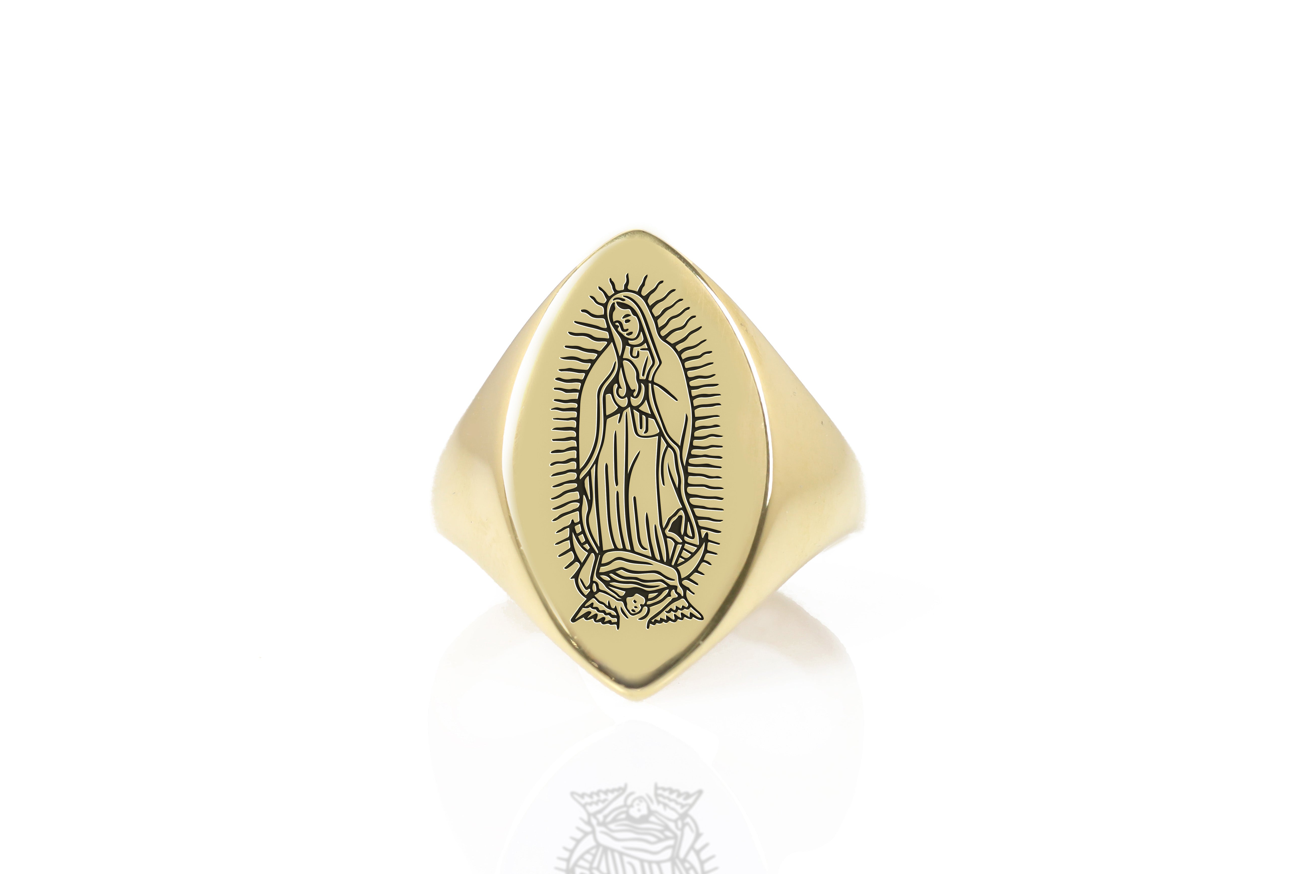 Virgin Mary Engraved Signet Ring