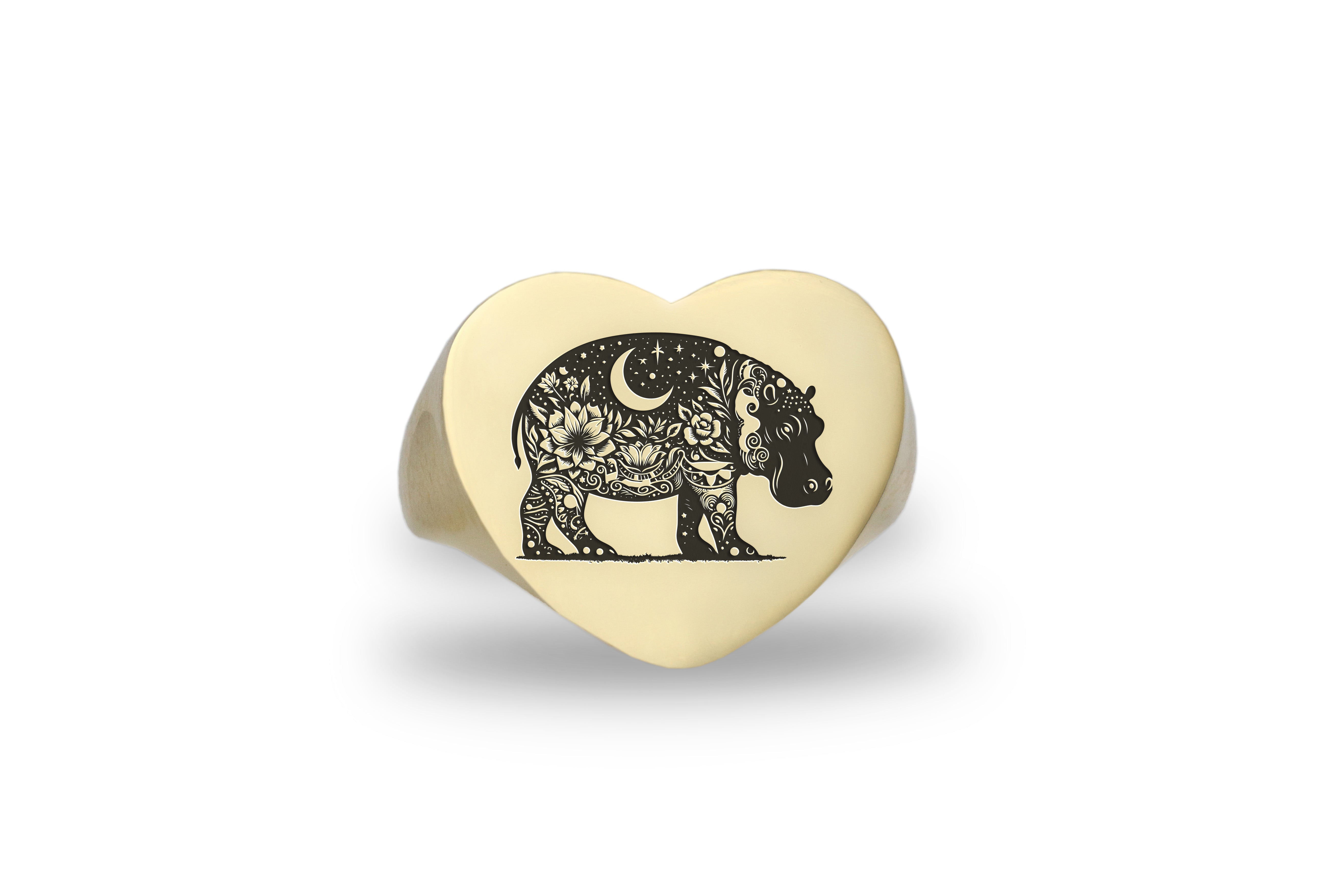 Hippo Engraving Ring