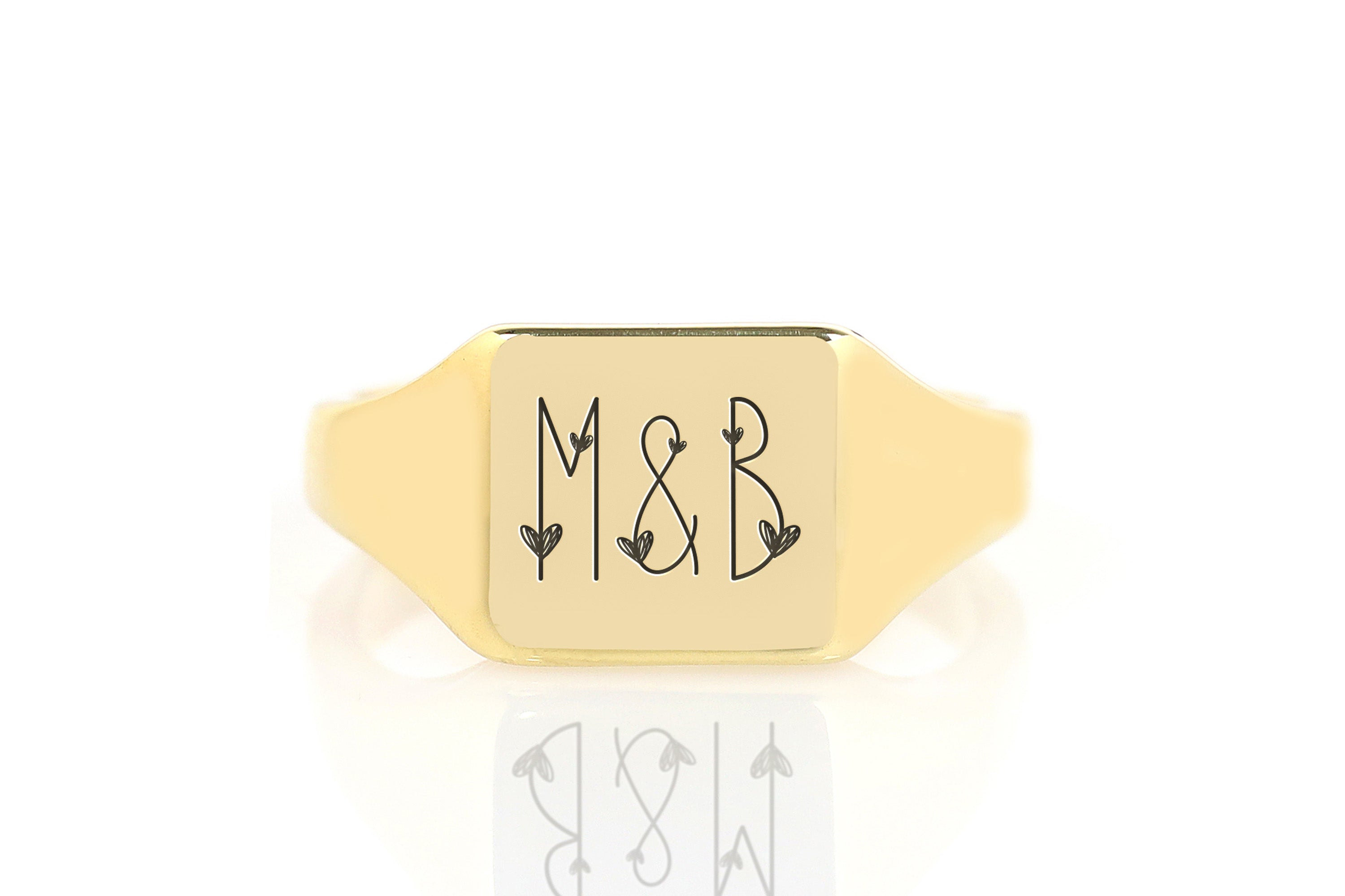 24k Gold Couple Initials Ring