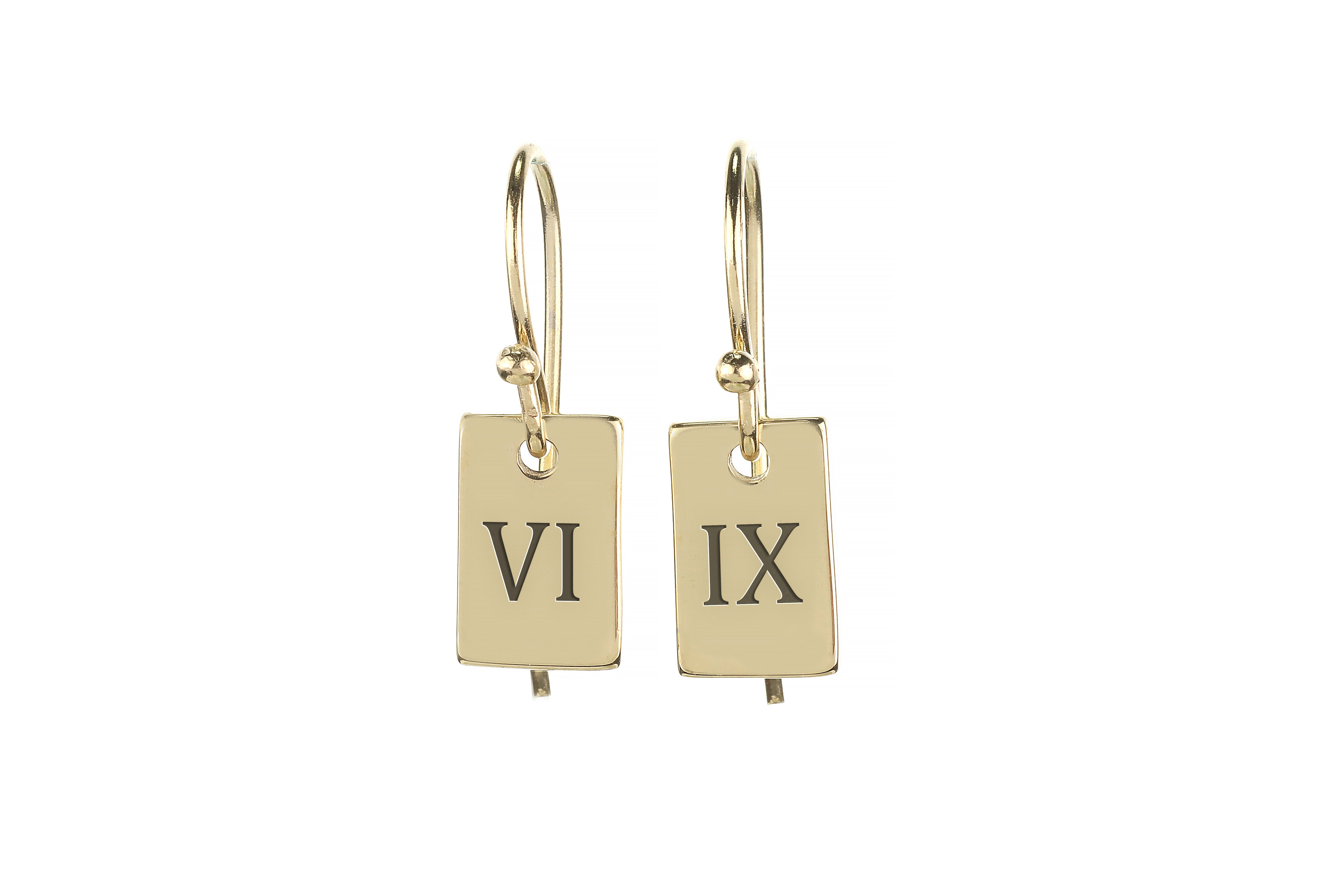 Roman Numbers Engraved Earrings