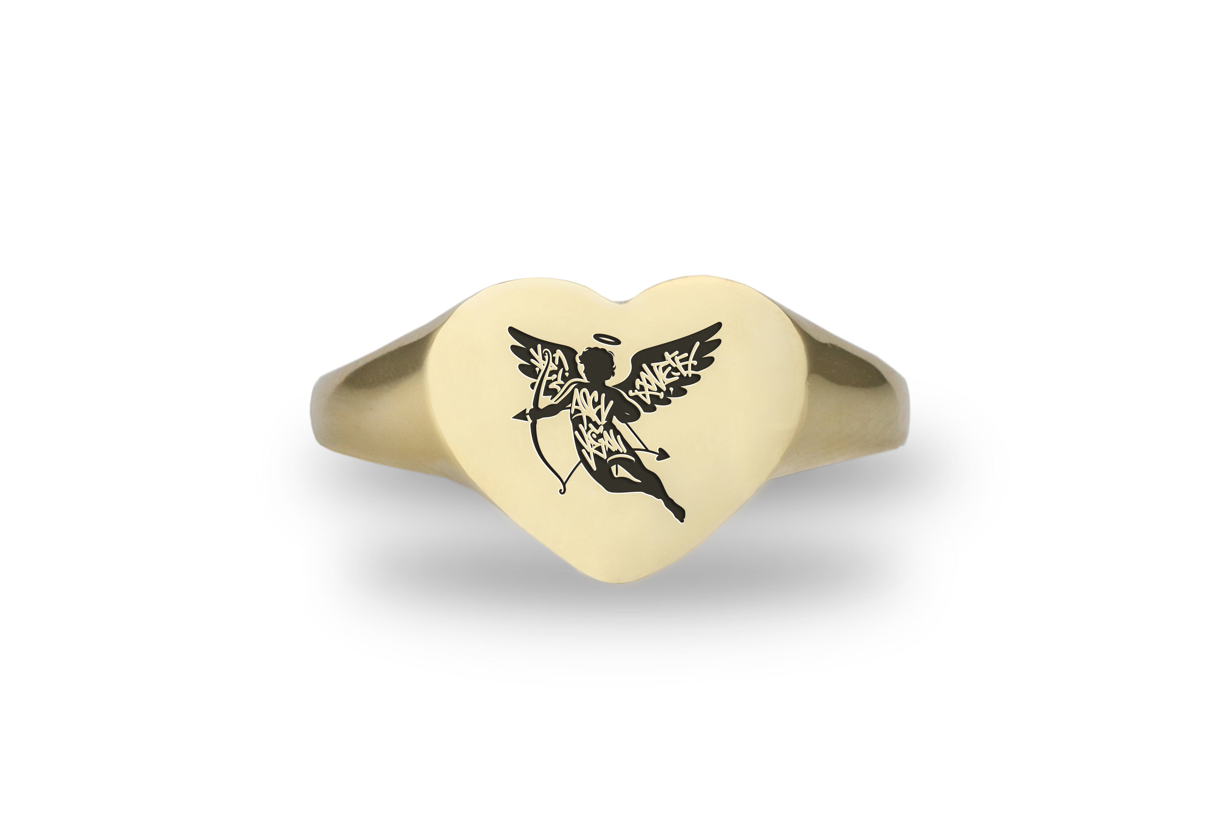14k Gold Cupid Signet Ring