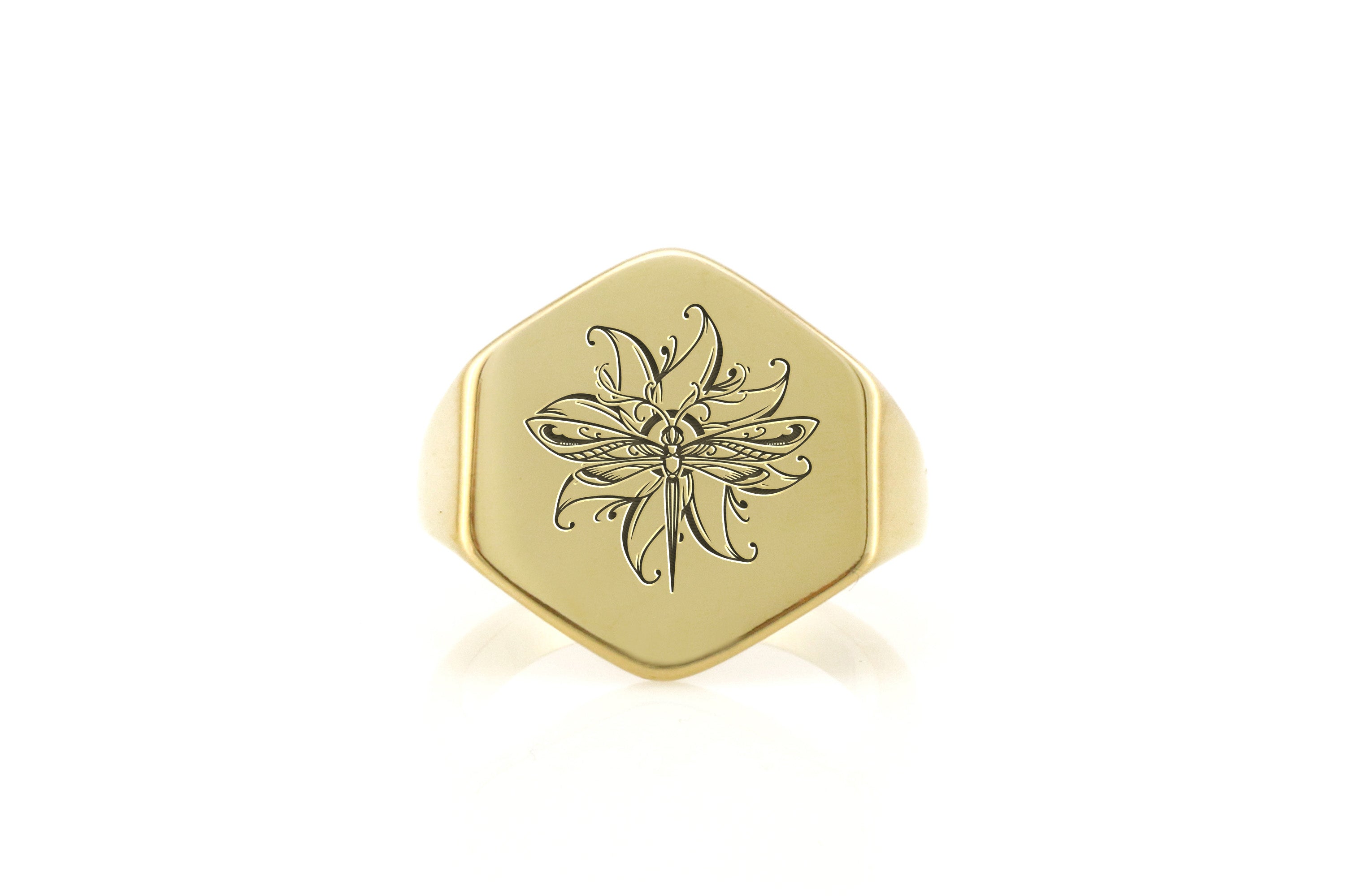 Engraved Dragon Fly Ring