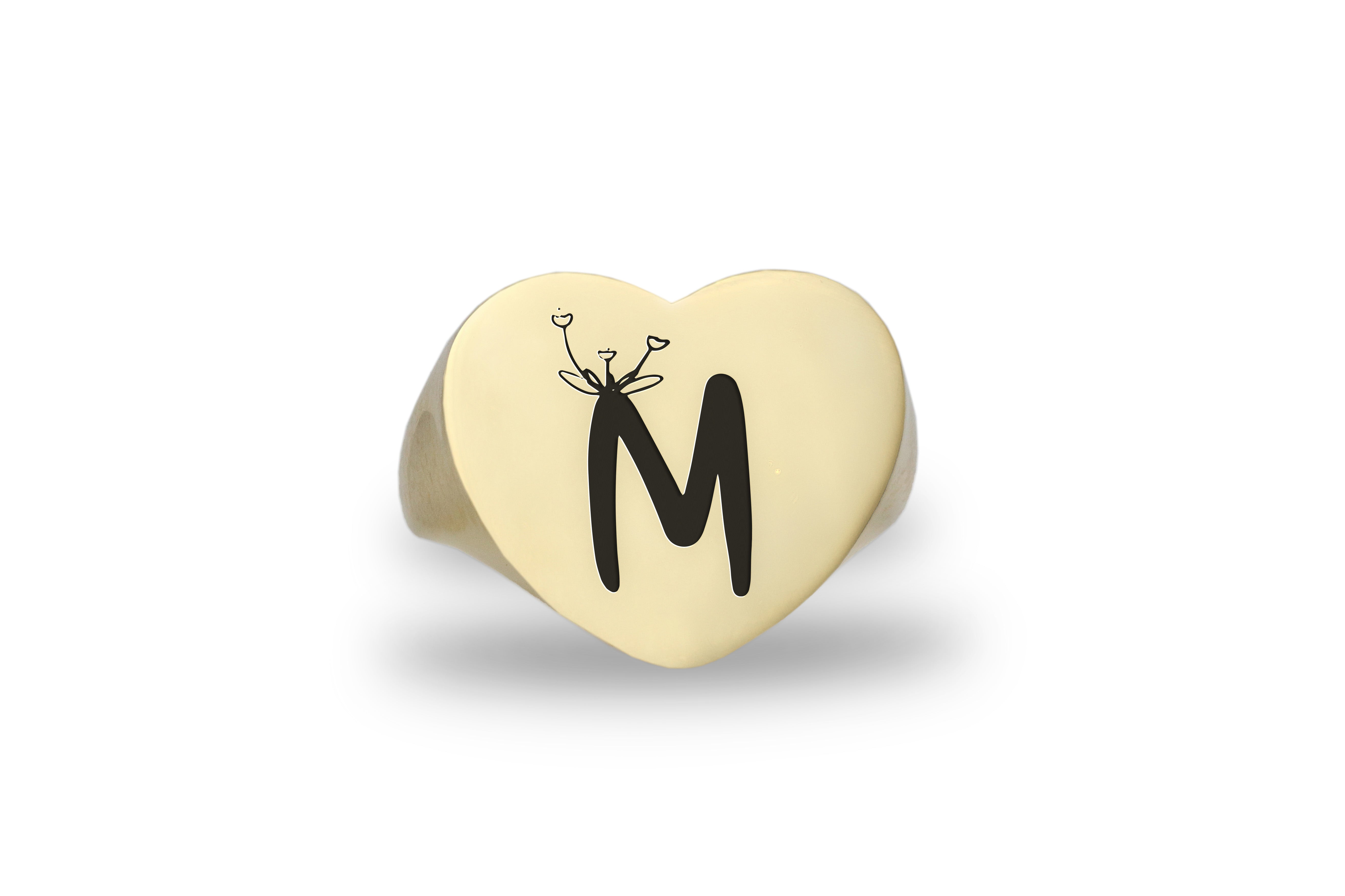 14k Gold Letter Signet Ring