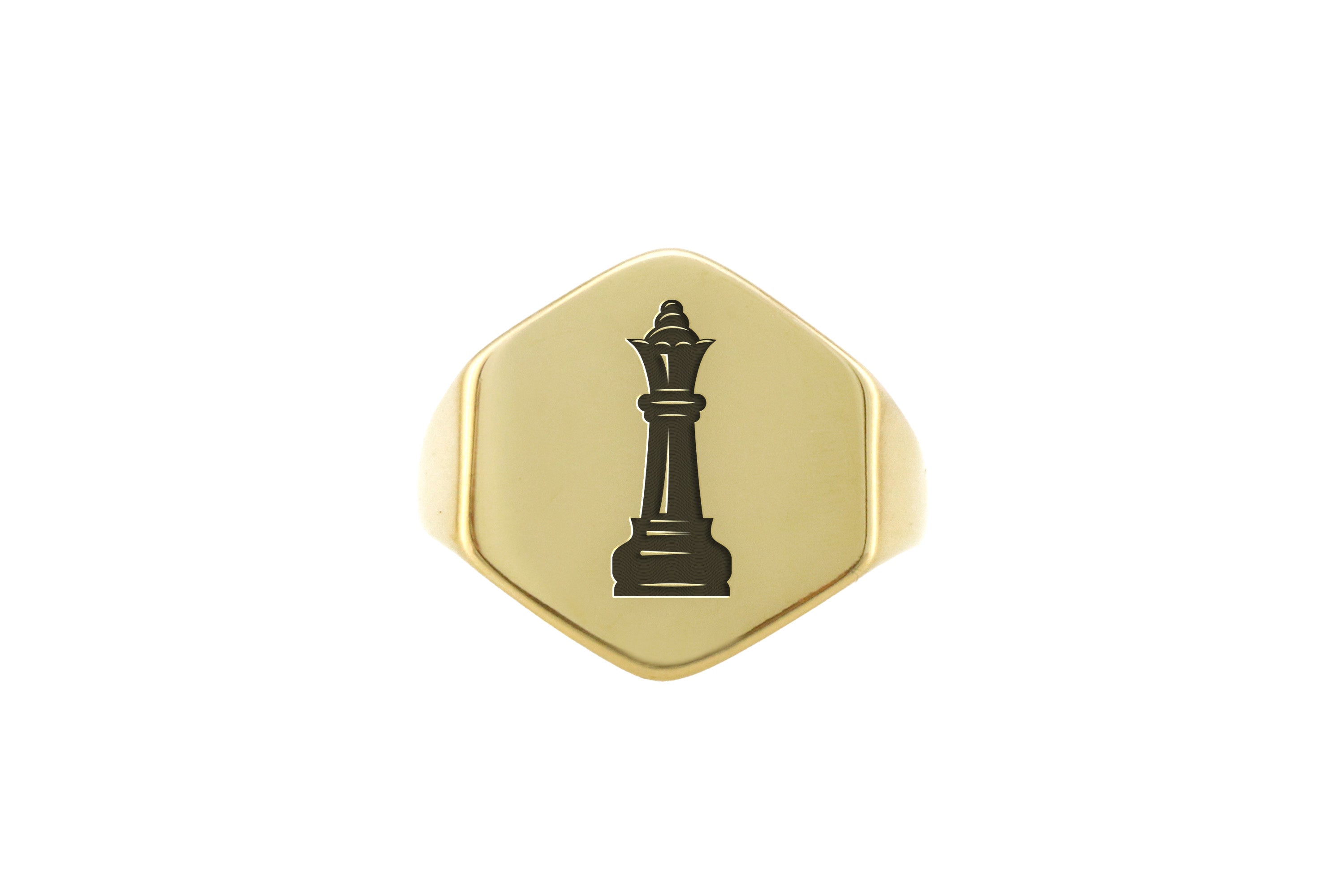 14k Gold Chess Queen Signet Ring