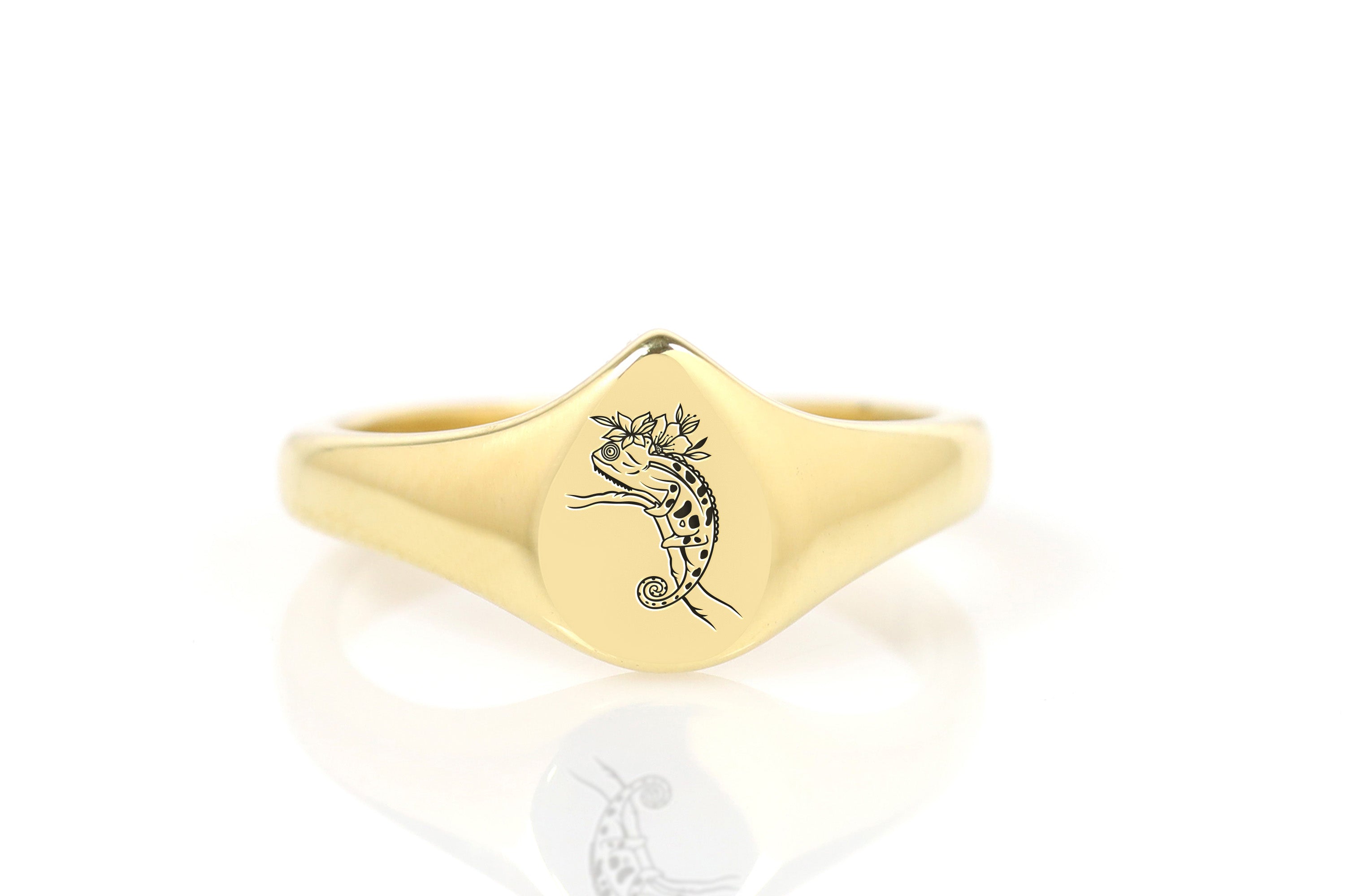 Engraved Iguana Gold Ring