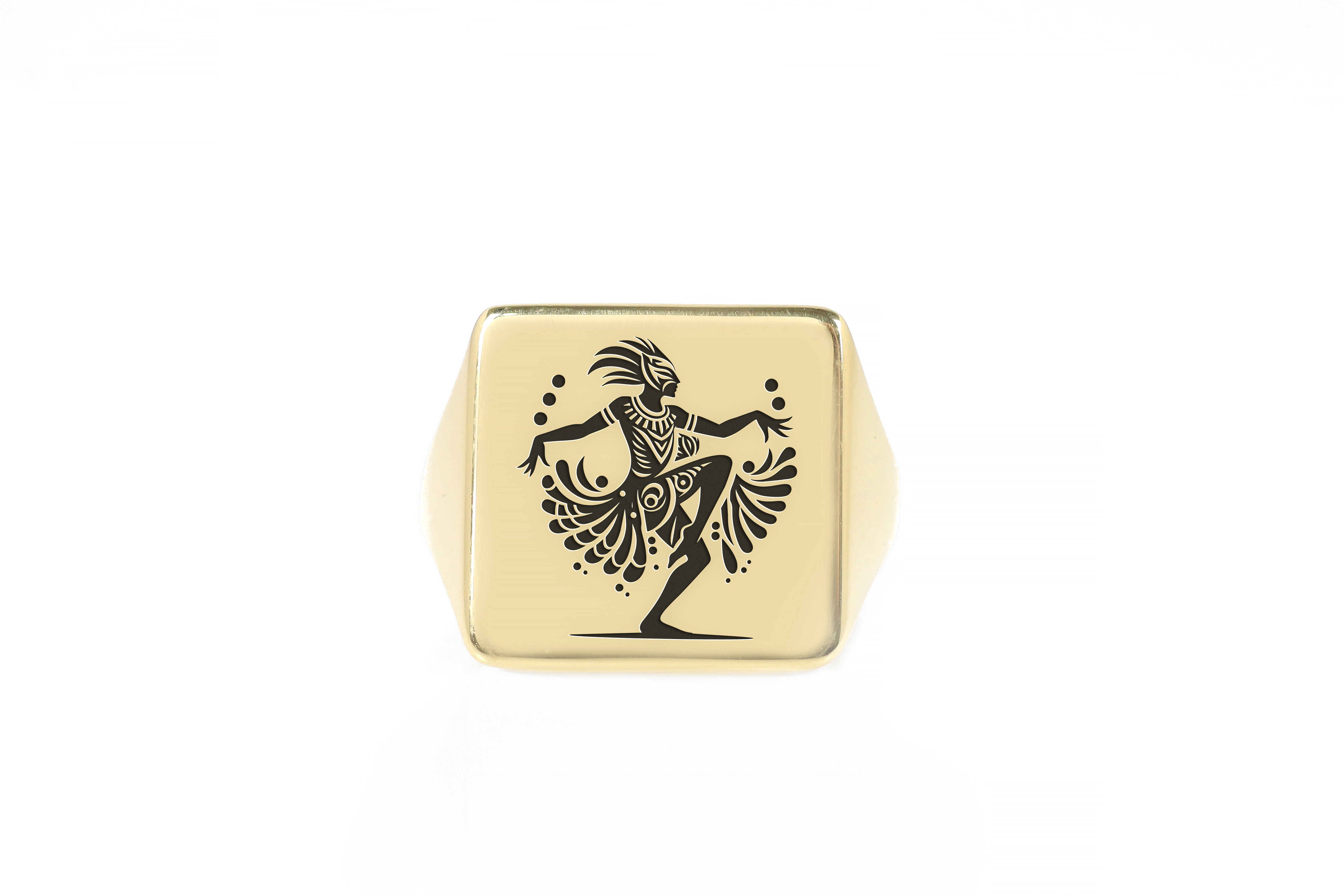 14k Gold African Signet Ring