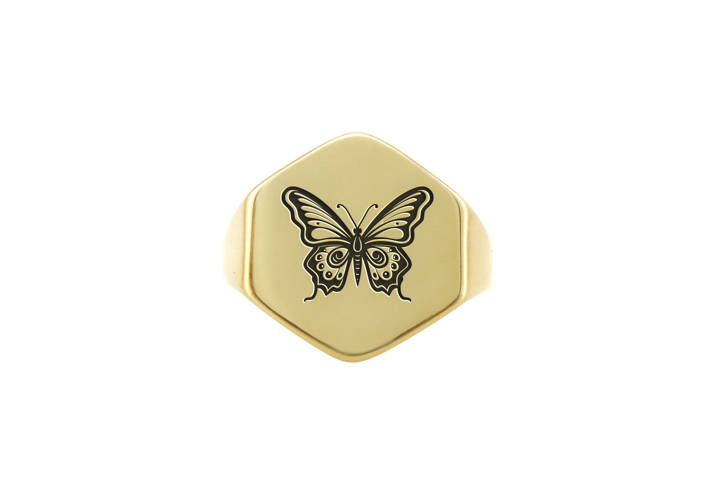 14k Gold Butterfly Signet Ring