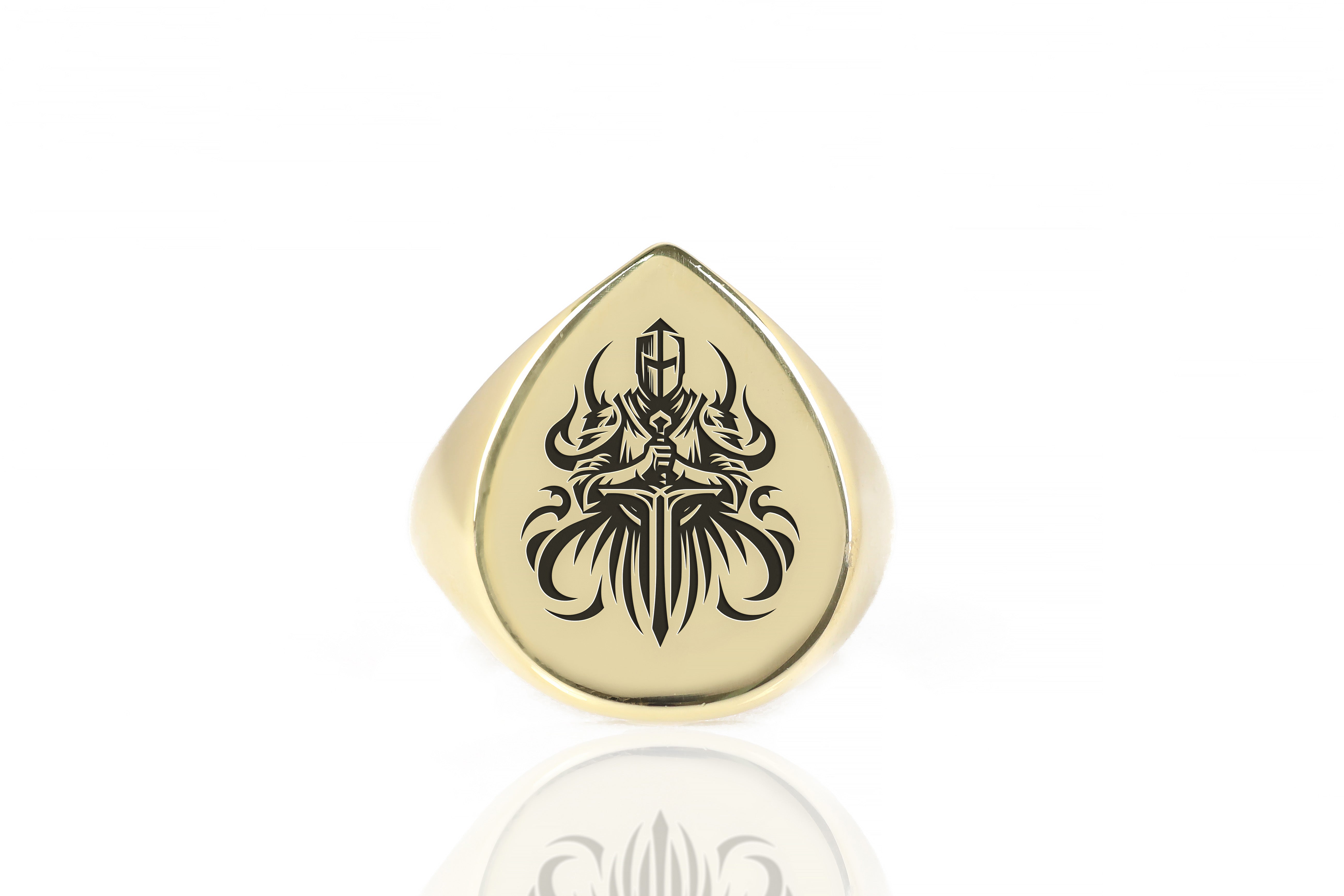 14k Gold Knight Signet Ring