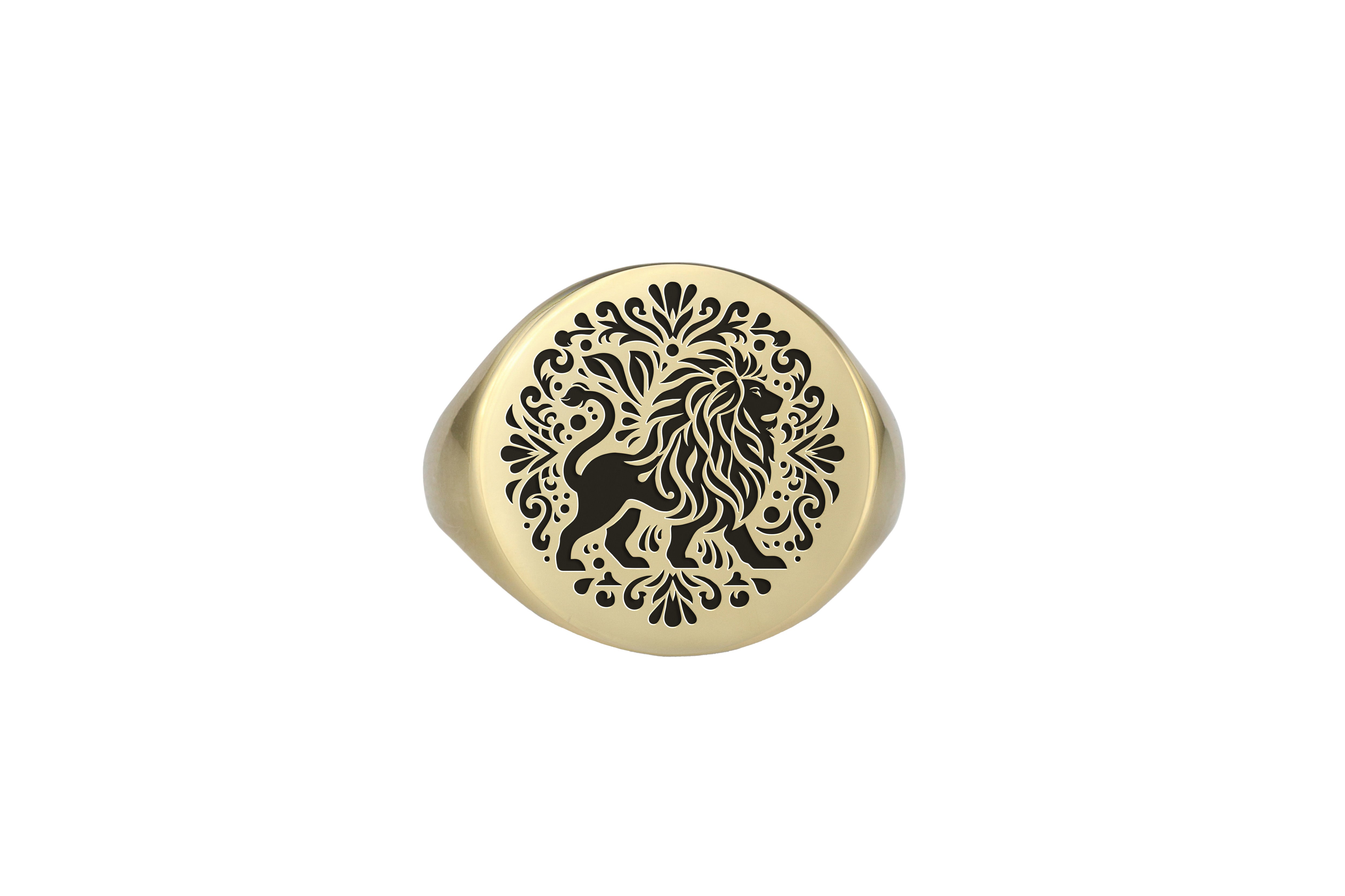 Gold Lion Tribal Signet Ring