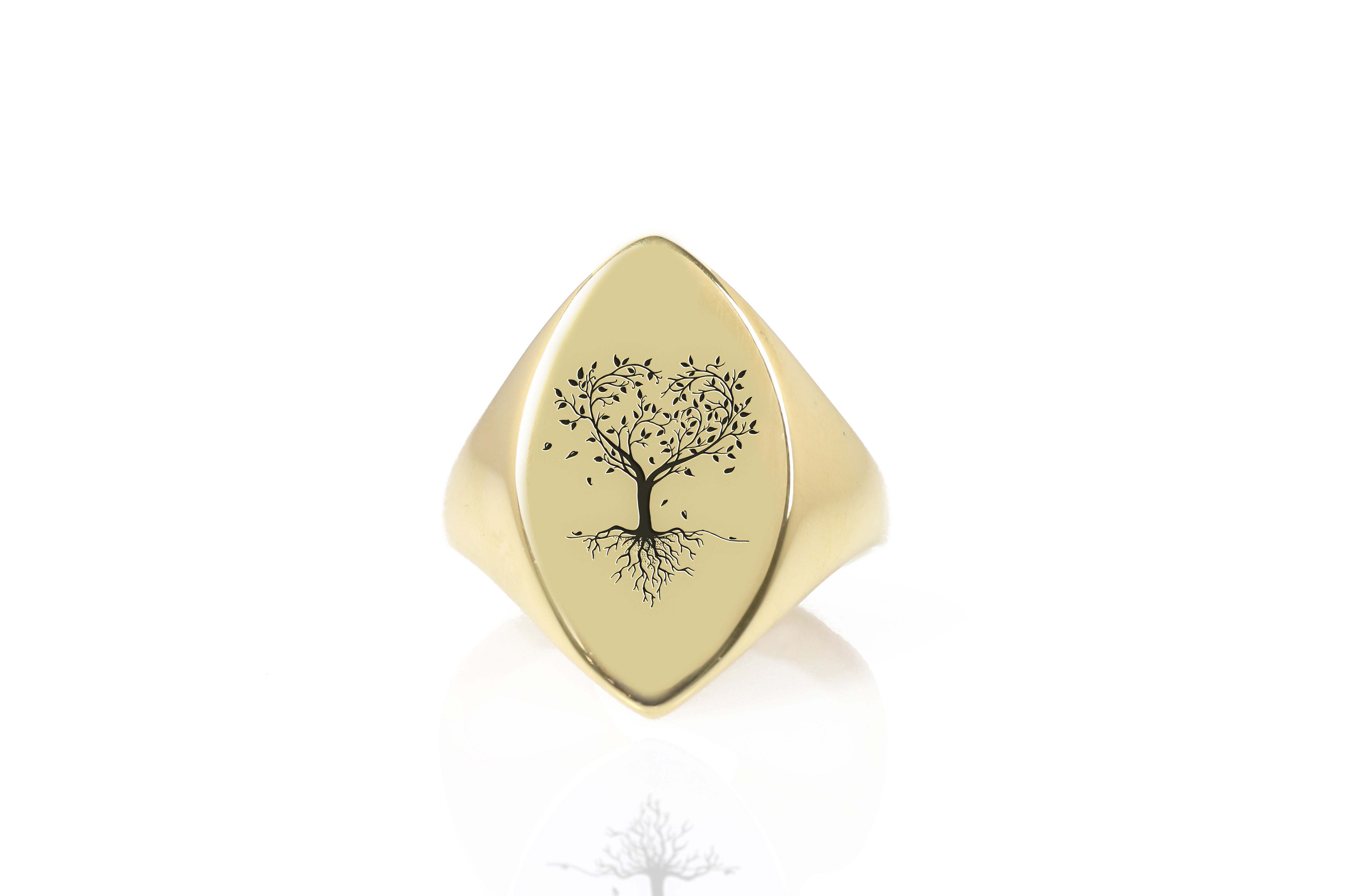Tree Of Life Gold Signet Ring