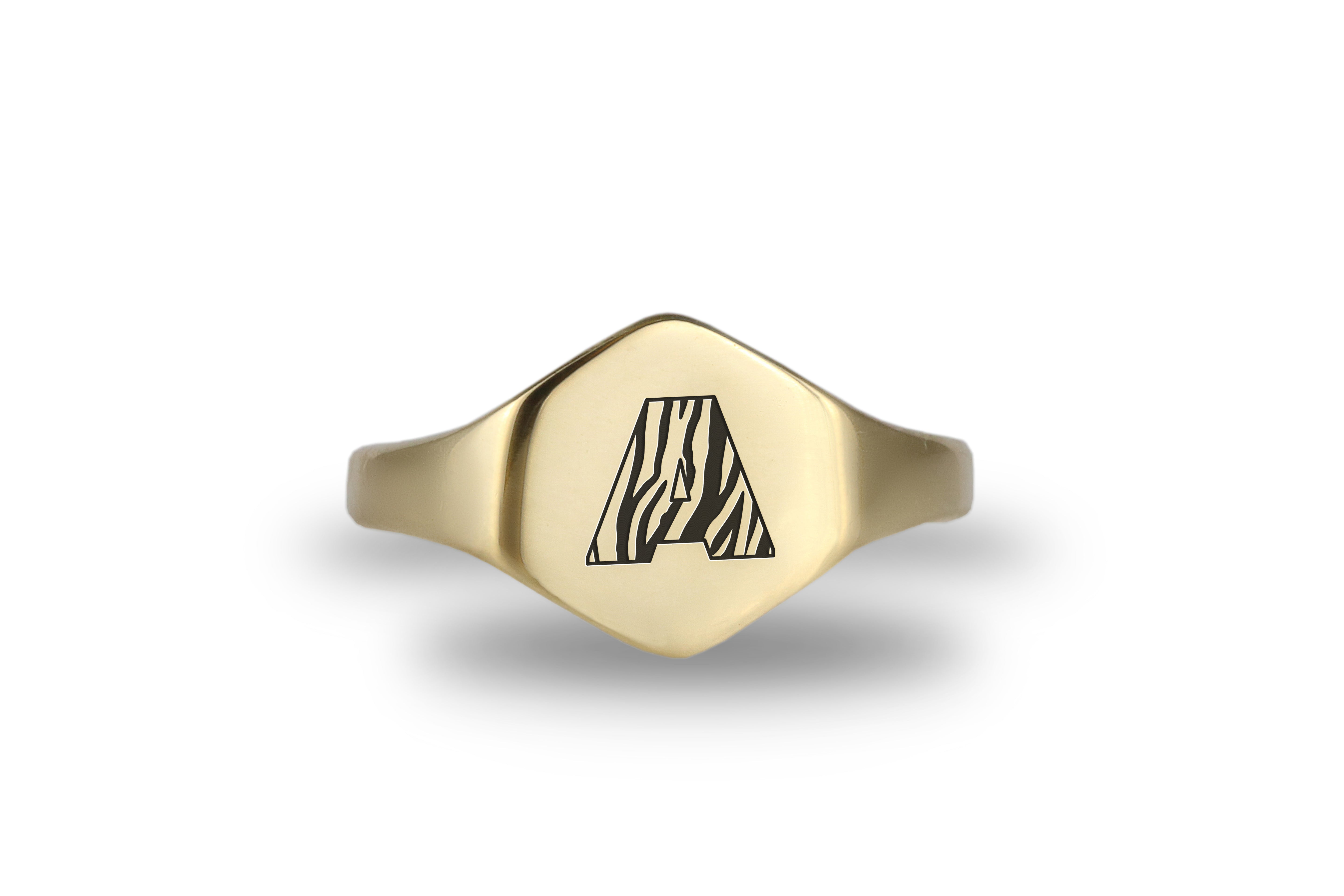 Tiger Pattern Letter Signet Ring