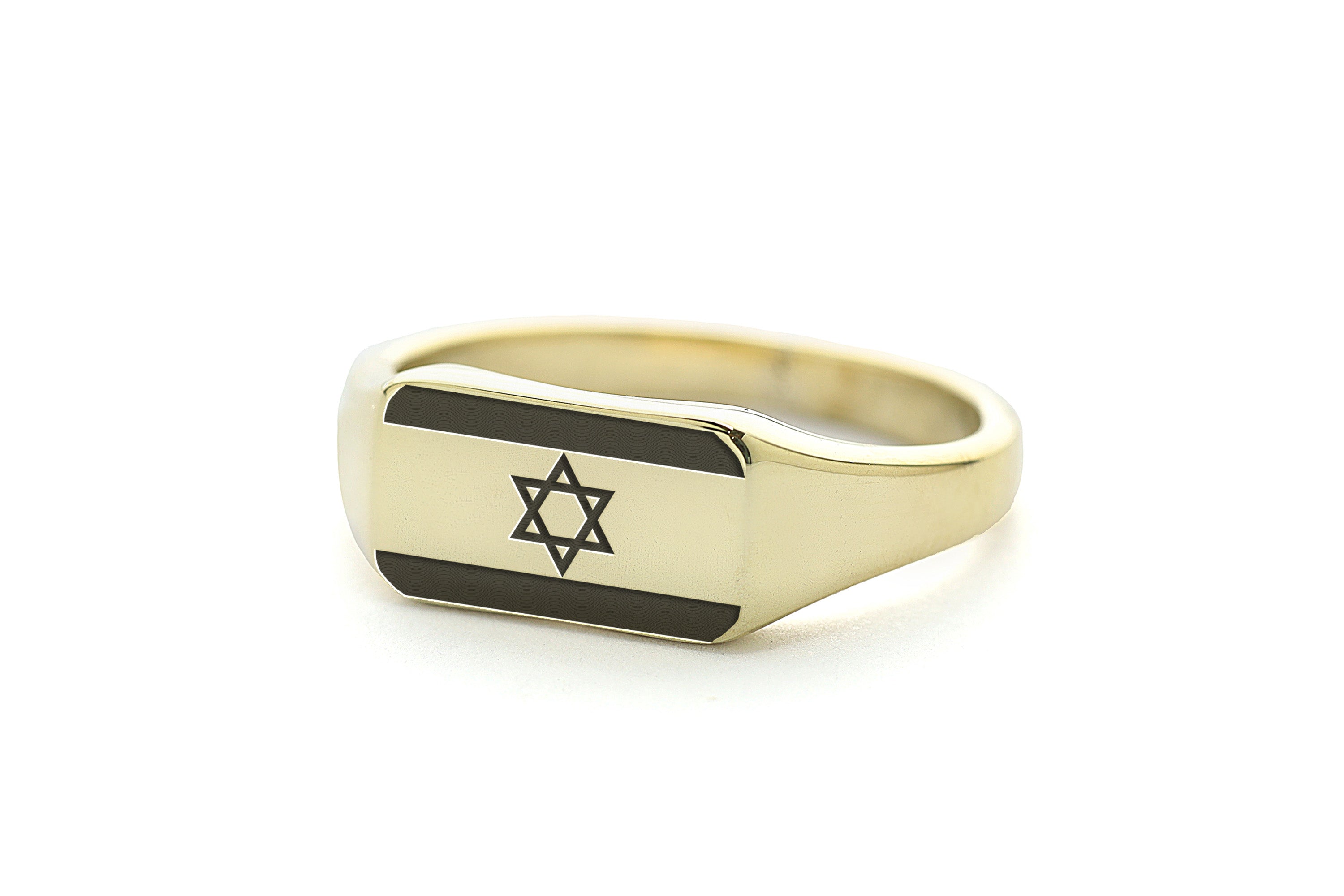 Israel Flag Gold Signet Ring