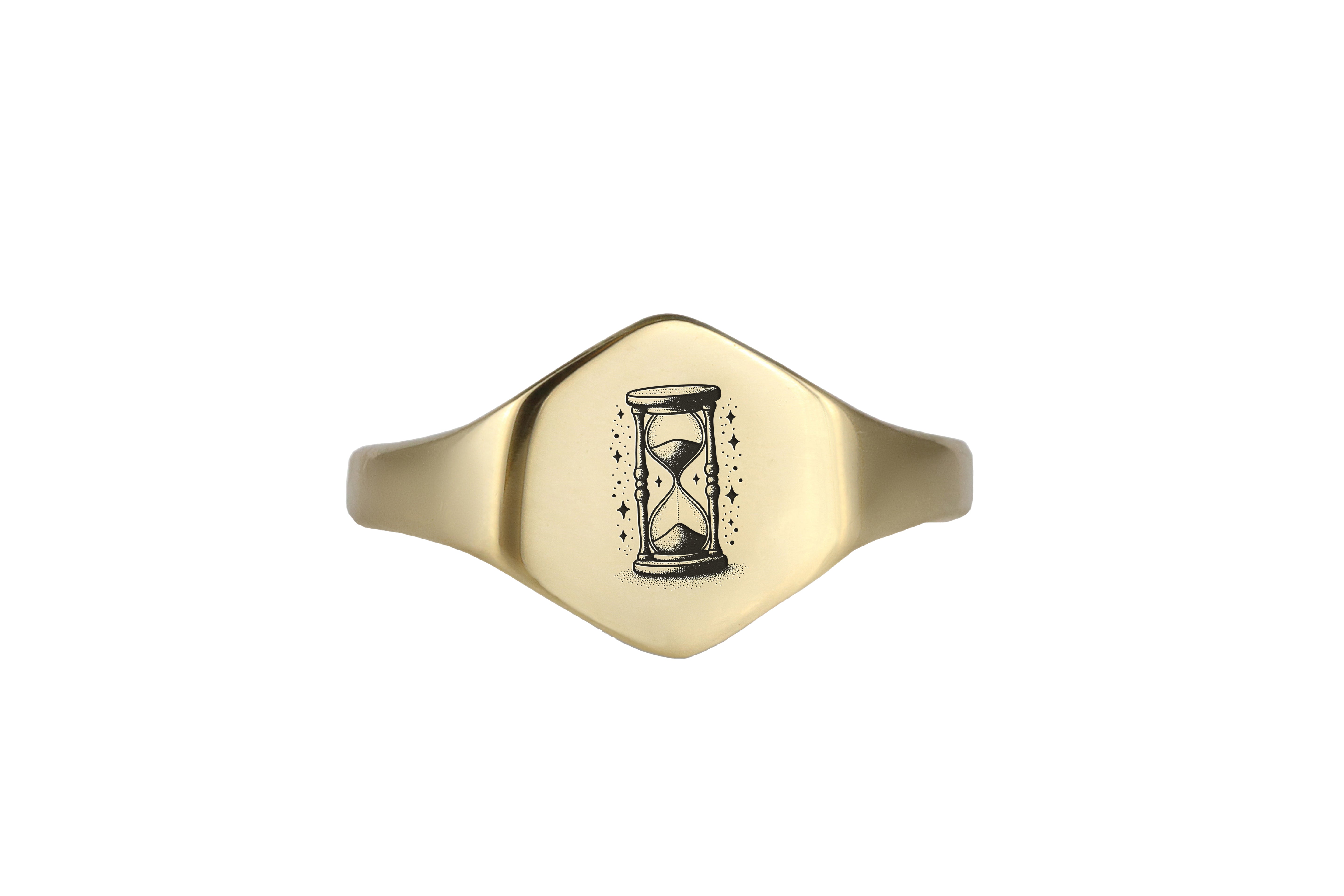 Engraved Hourglass Signet Ring