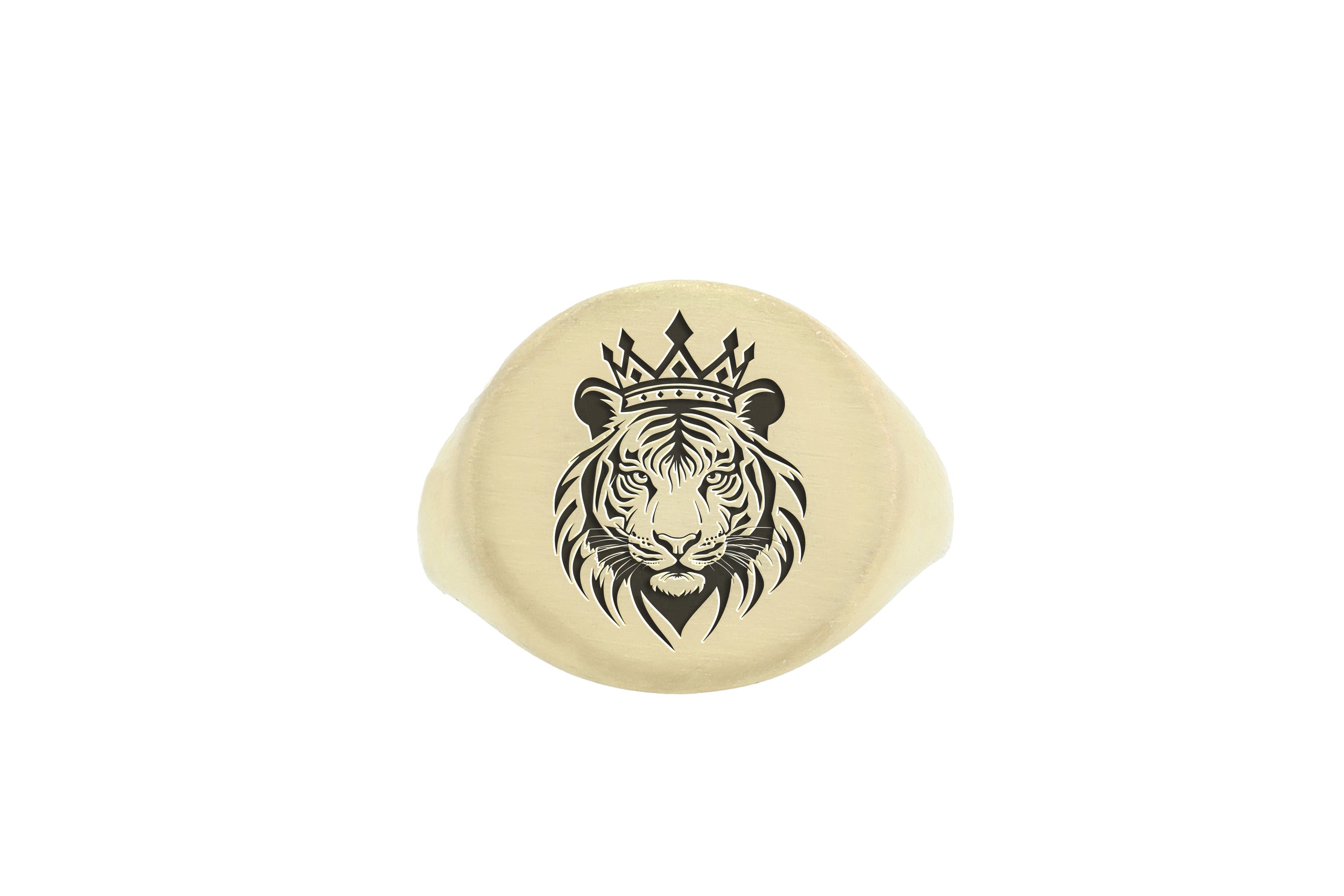 Engraved Tiger And Crown Ring