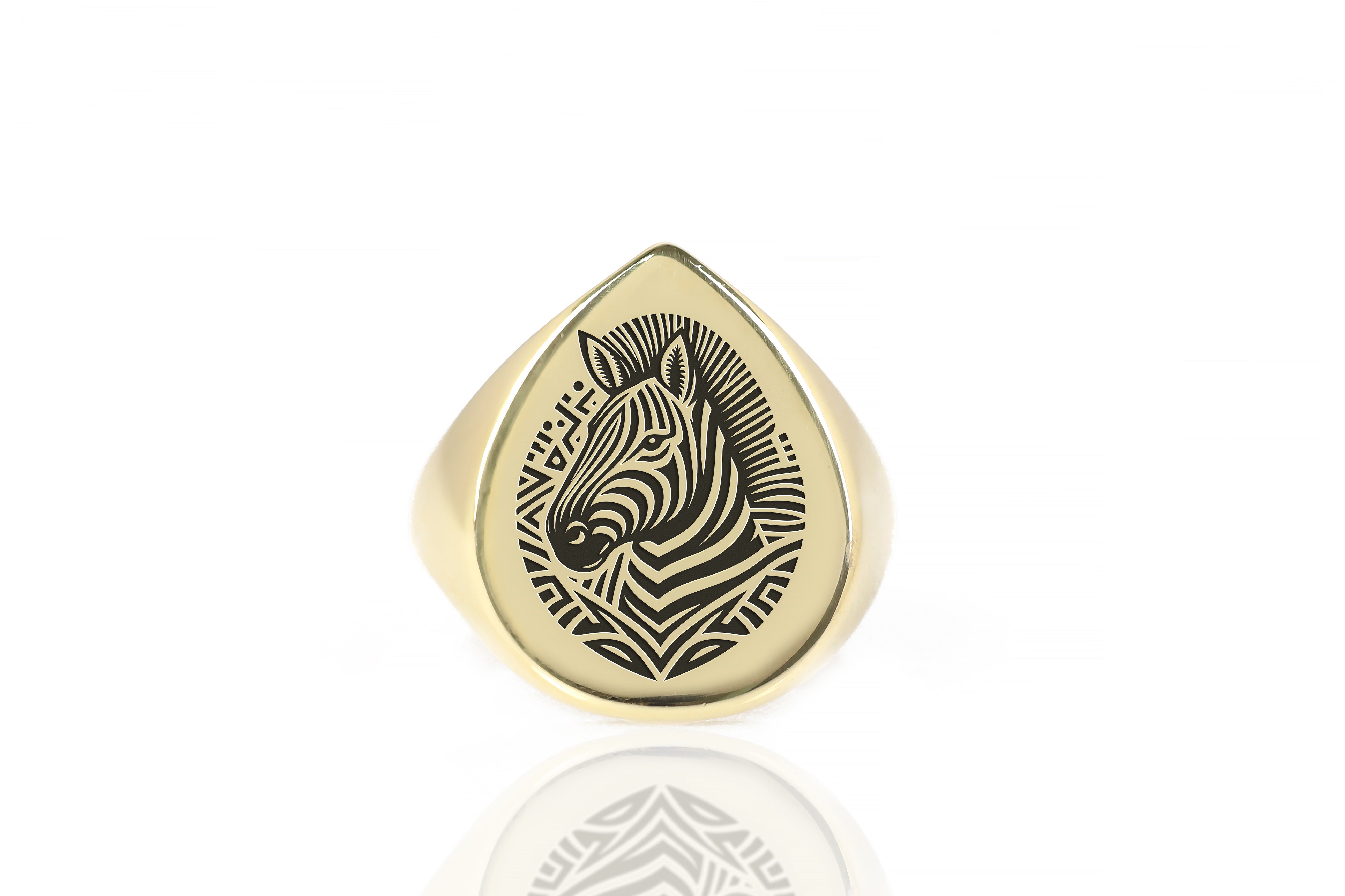 Cute Zebra Engraved Ring