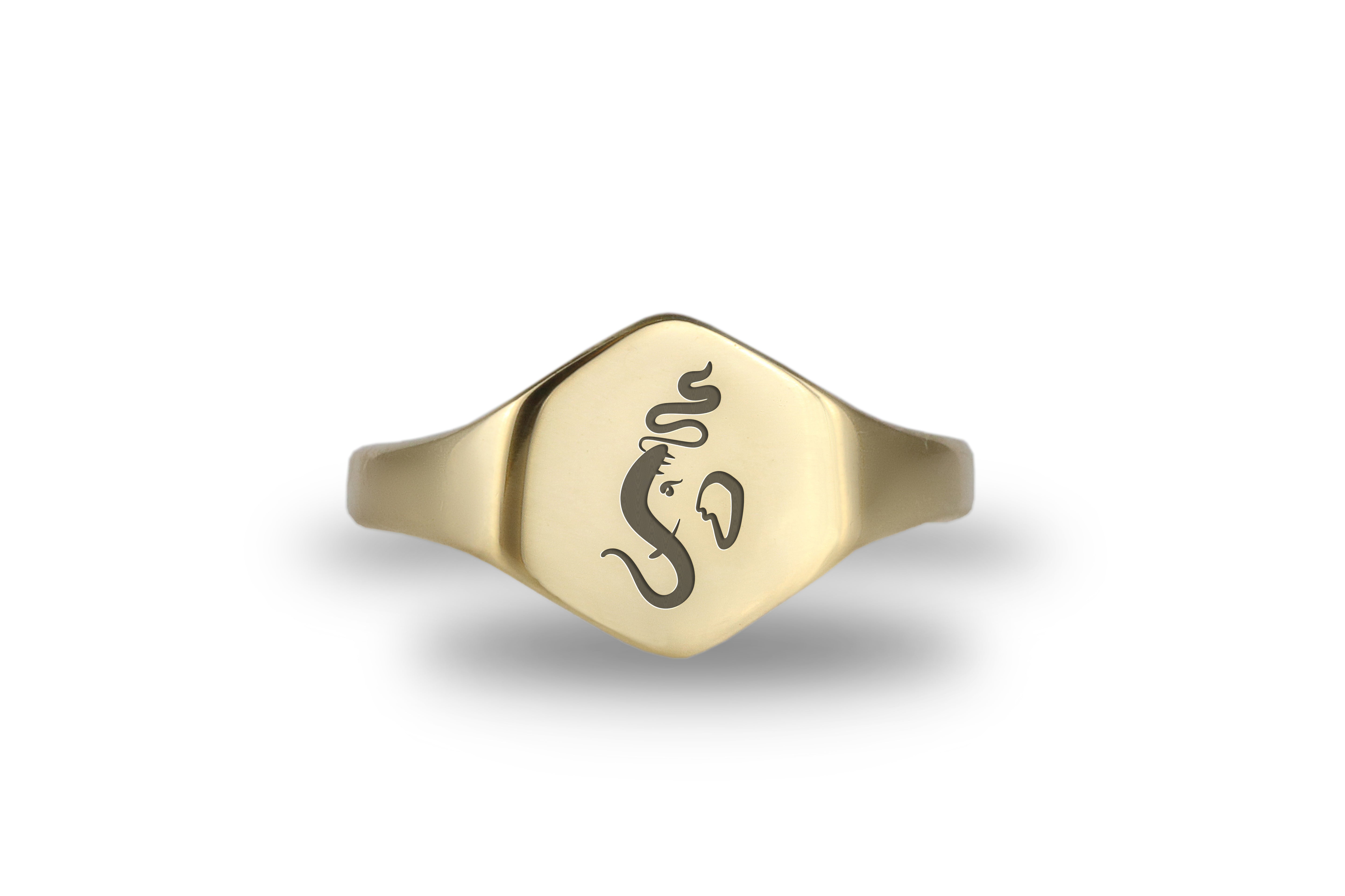 14k Gold Ganesha Signet Ring