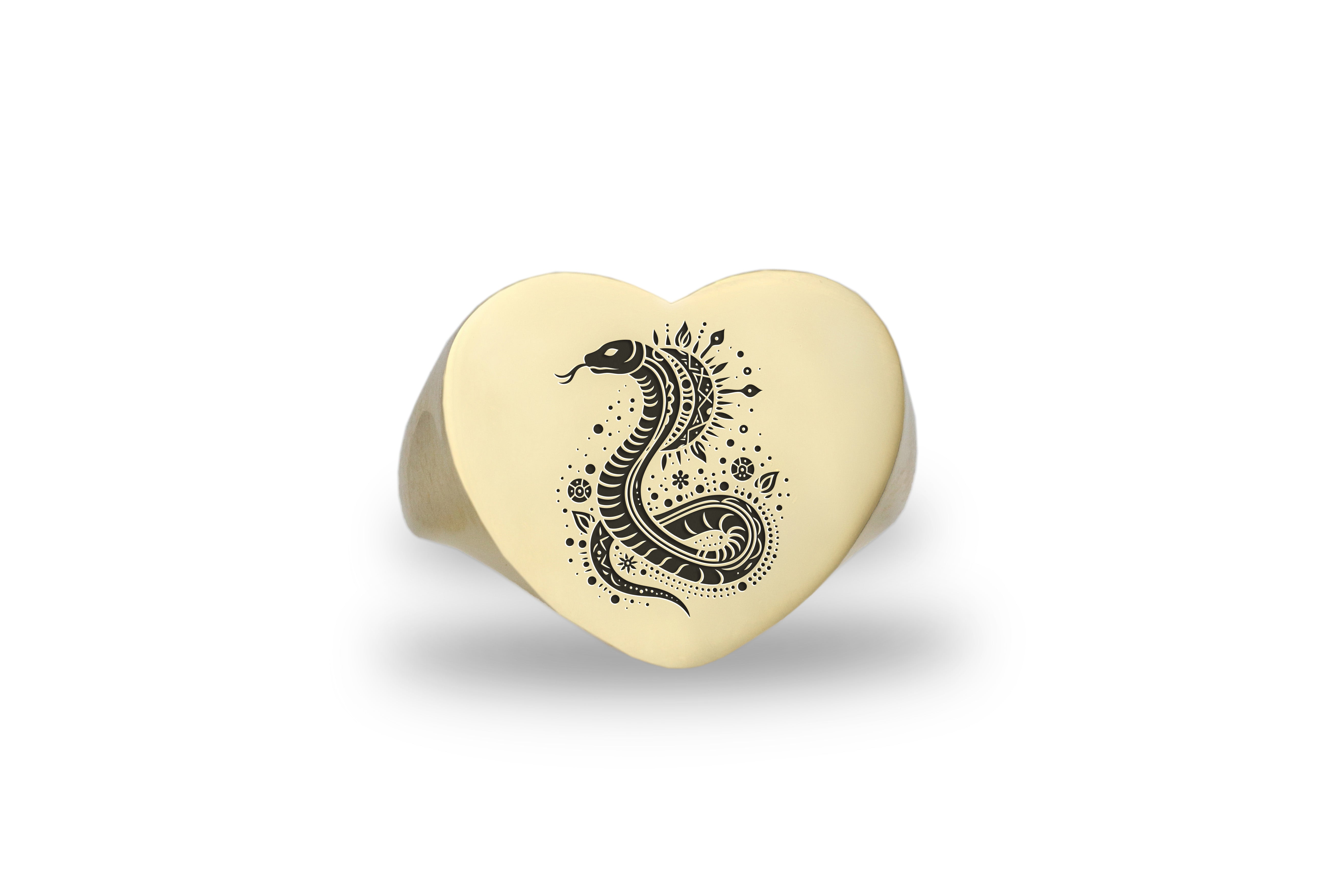 14k Gold Snake Engraving Ring