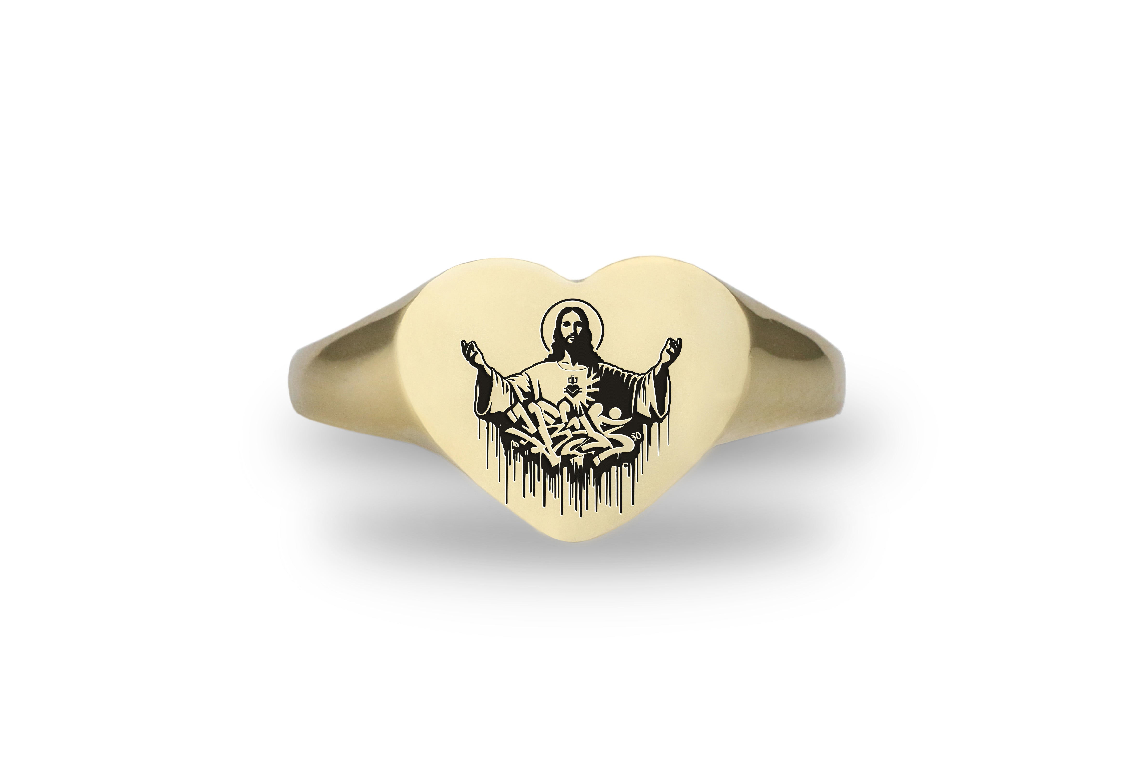 Engraved Jesus Signet Ring