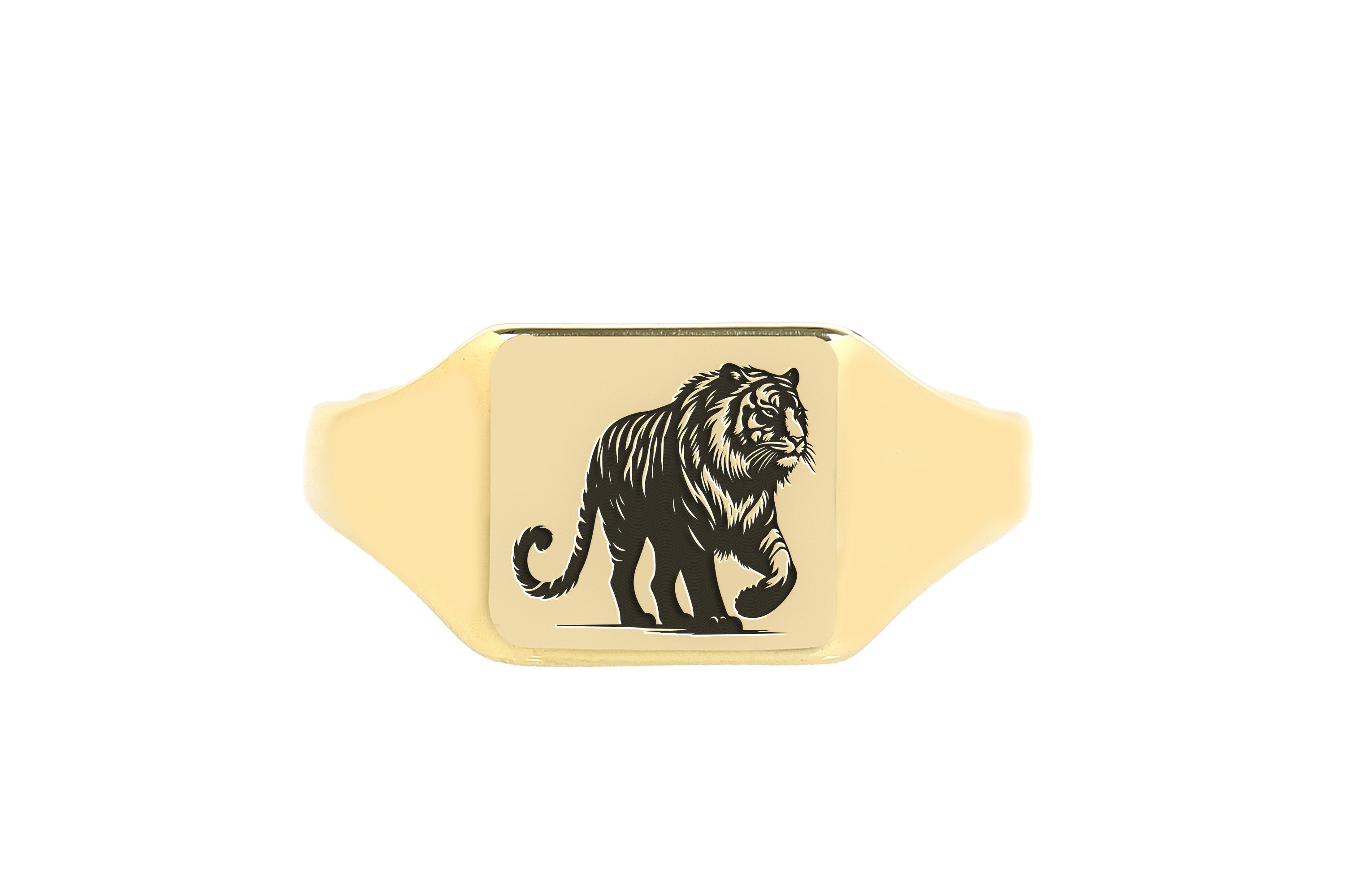 14k Gold Tiger Signet Ring
