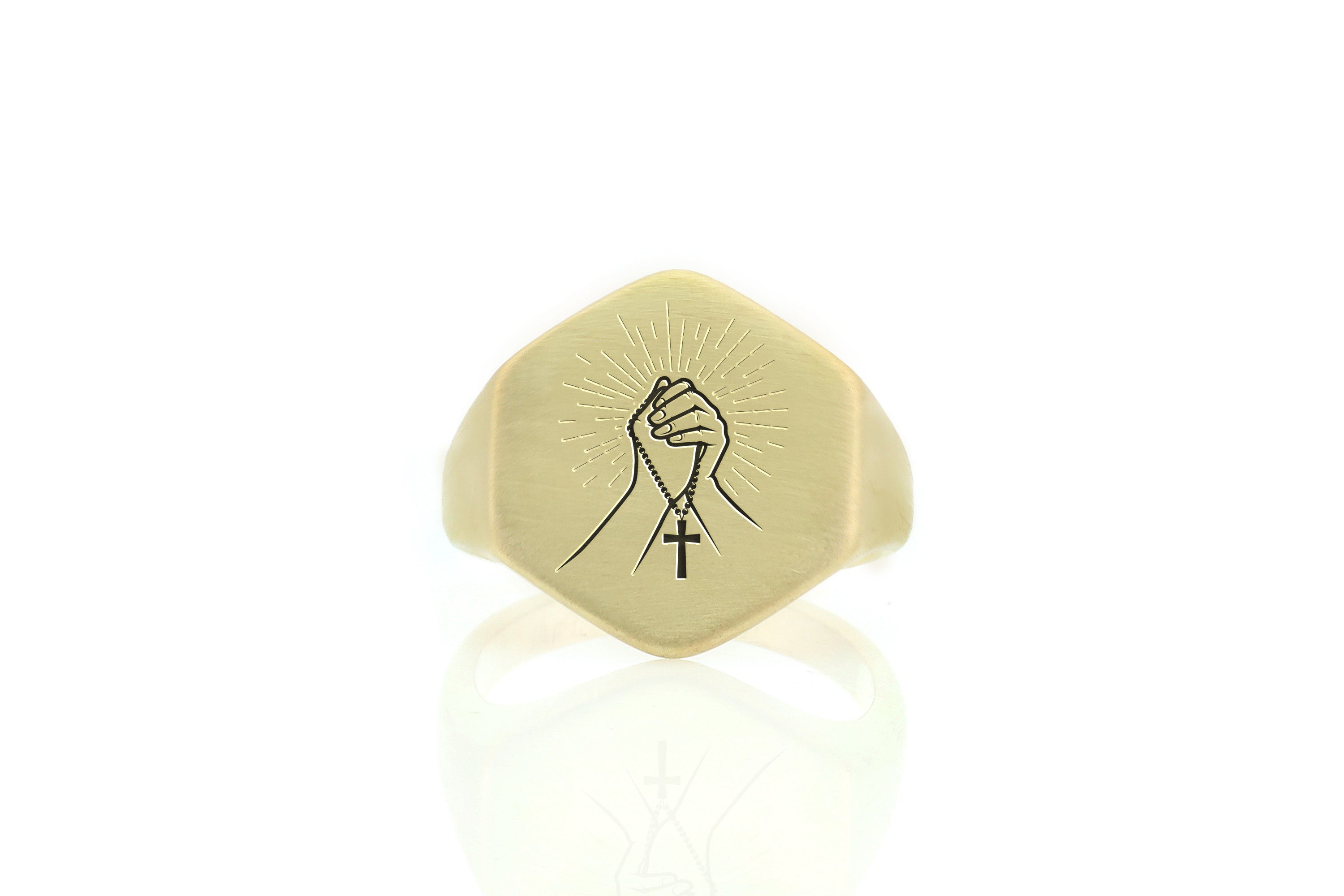 Praying Gold Signet Ring